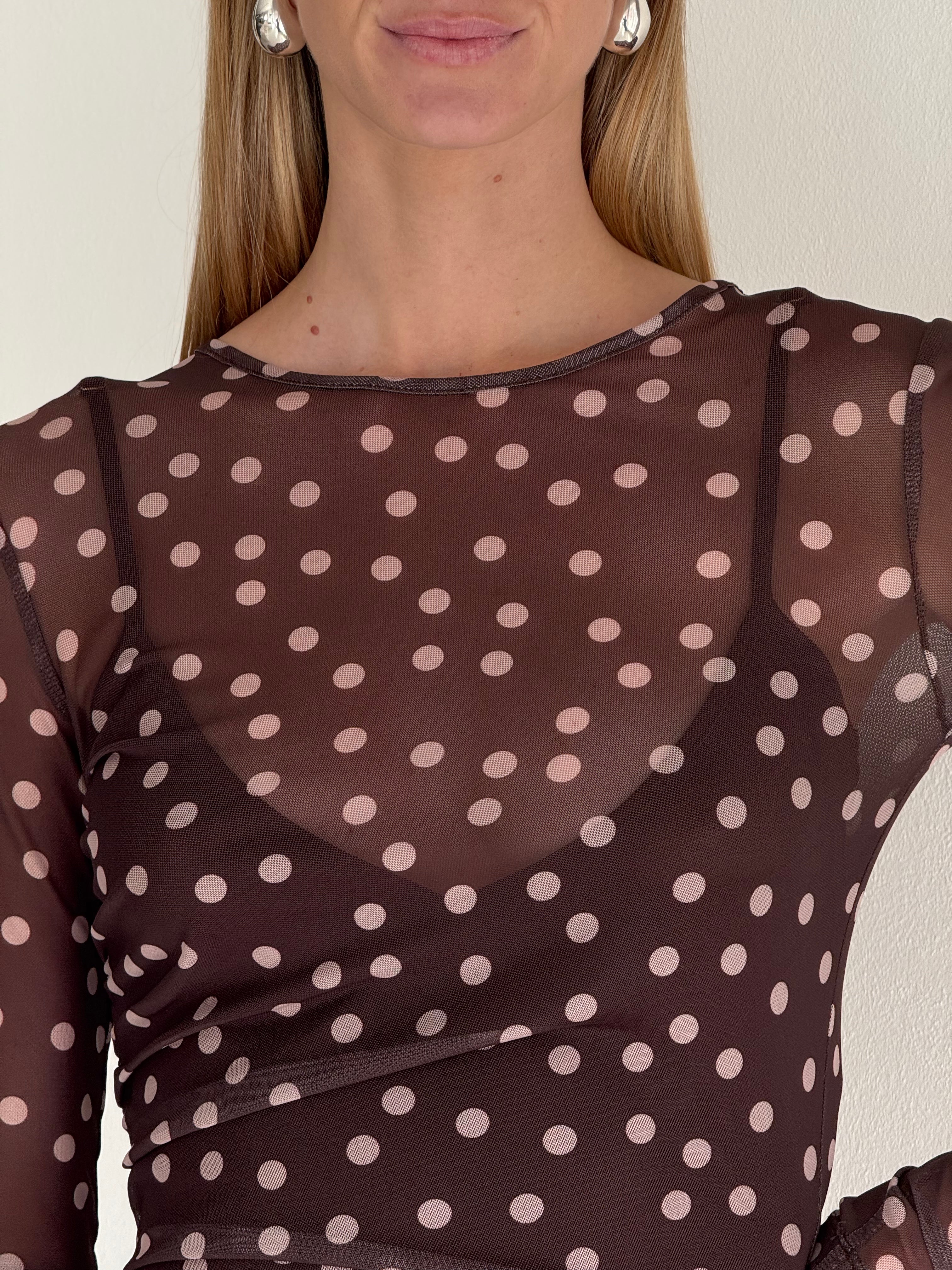 By Nicola Luca Maxi Dress in Chocolate Polka - Image 4