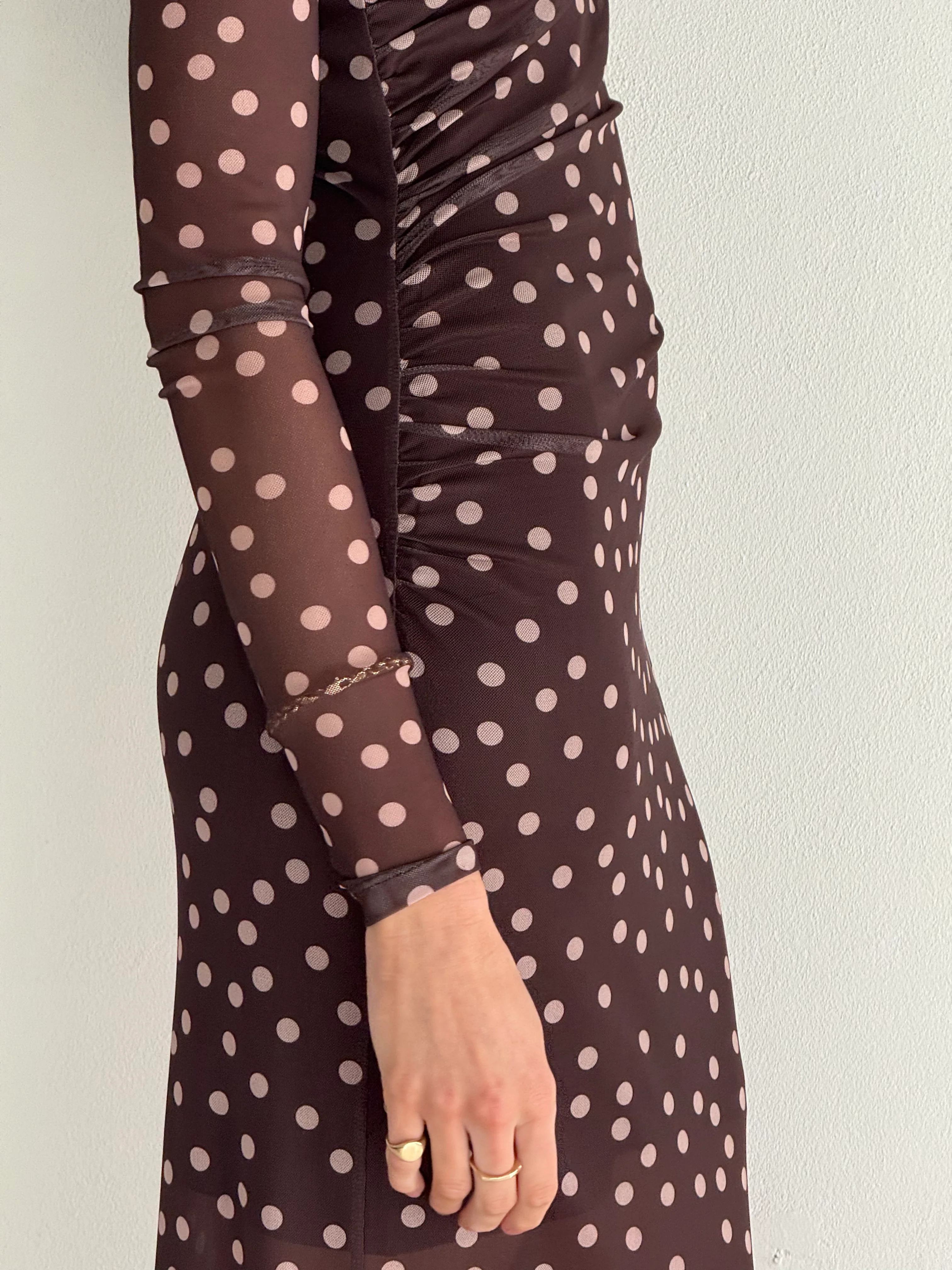 By Nicola Luca Maxi Dress in Chocolate Polka - Image 5