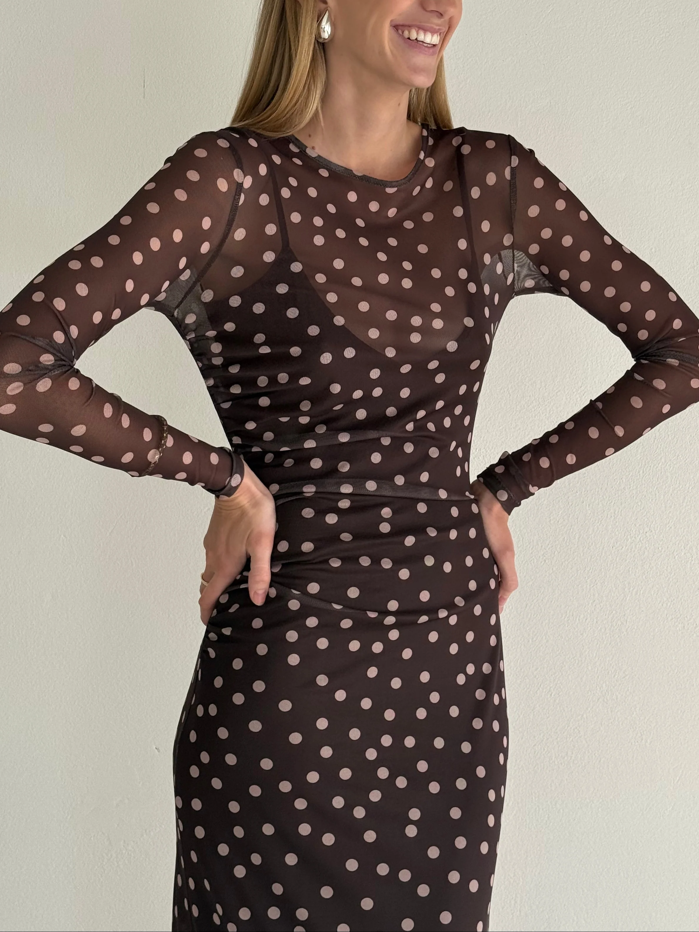 By Nicola Luca Maxi Dress in Chocolate Polka - Image 8