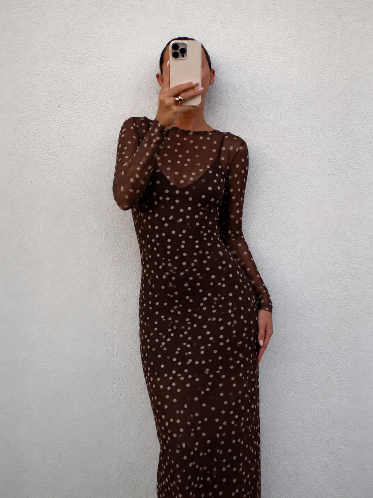 By Nicola Luca Maxi Dress in Chocolate Polka - Image 9