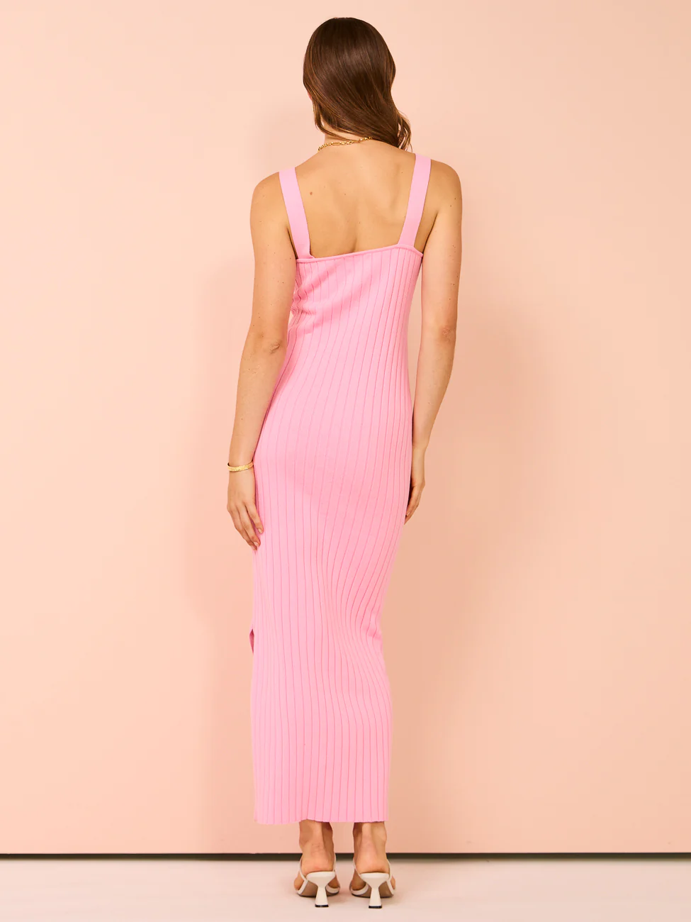 By Nicola Lucia Split Neckline Maxi Dress in Valentine Pink - Image 8