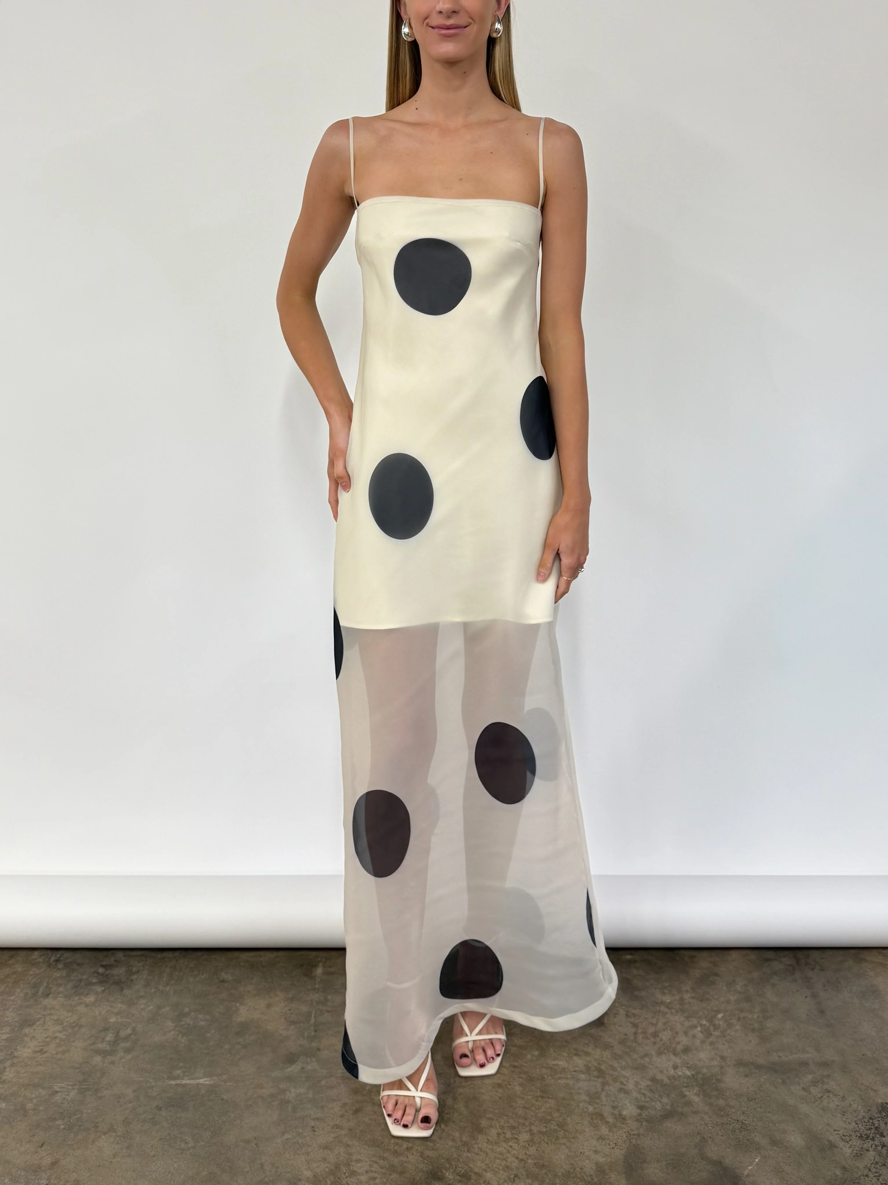 By Nicola Mila Maxi Dress in Ivory Polka - Image 3
