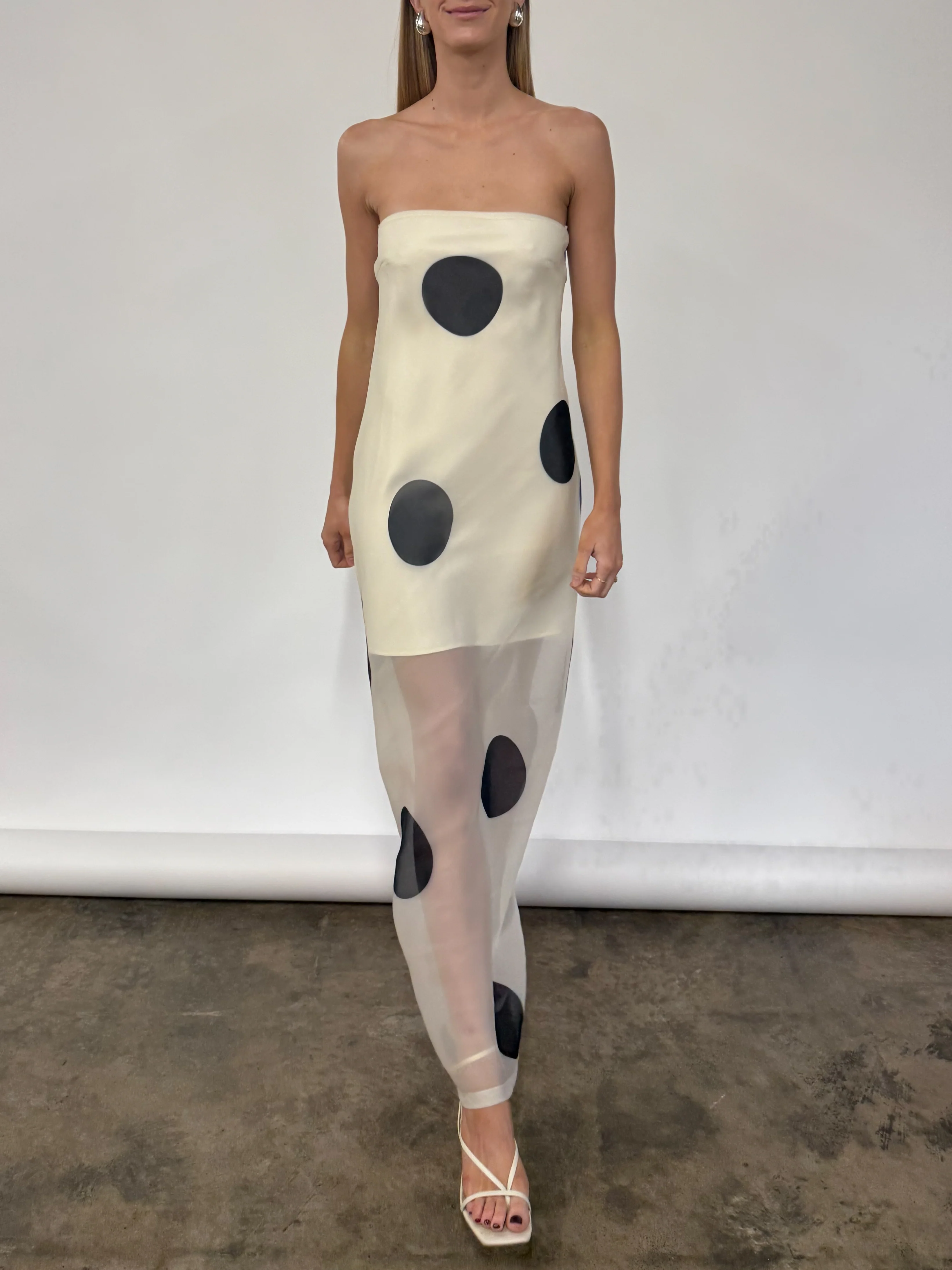 By Nicola Mila Maxi Dress in Ivory Polka - Image 4