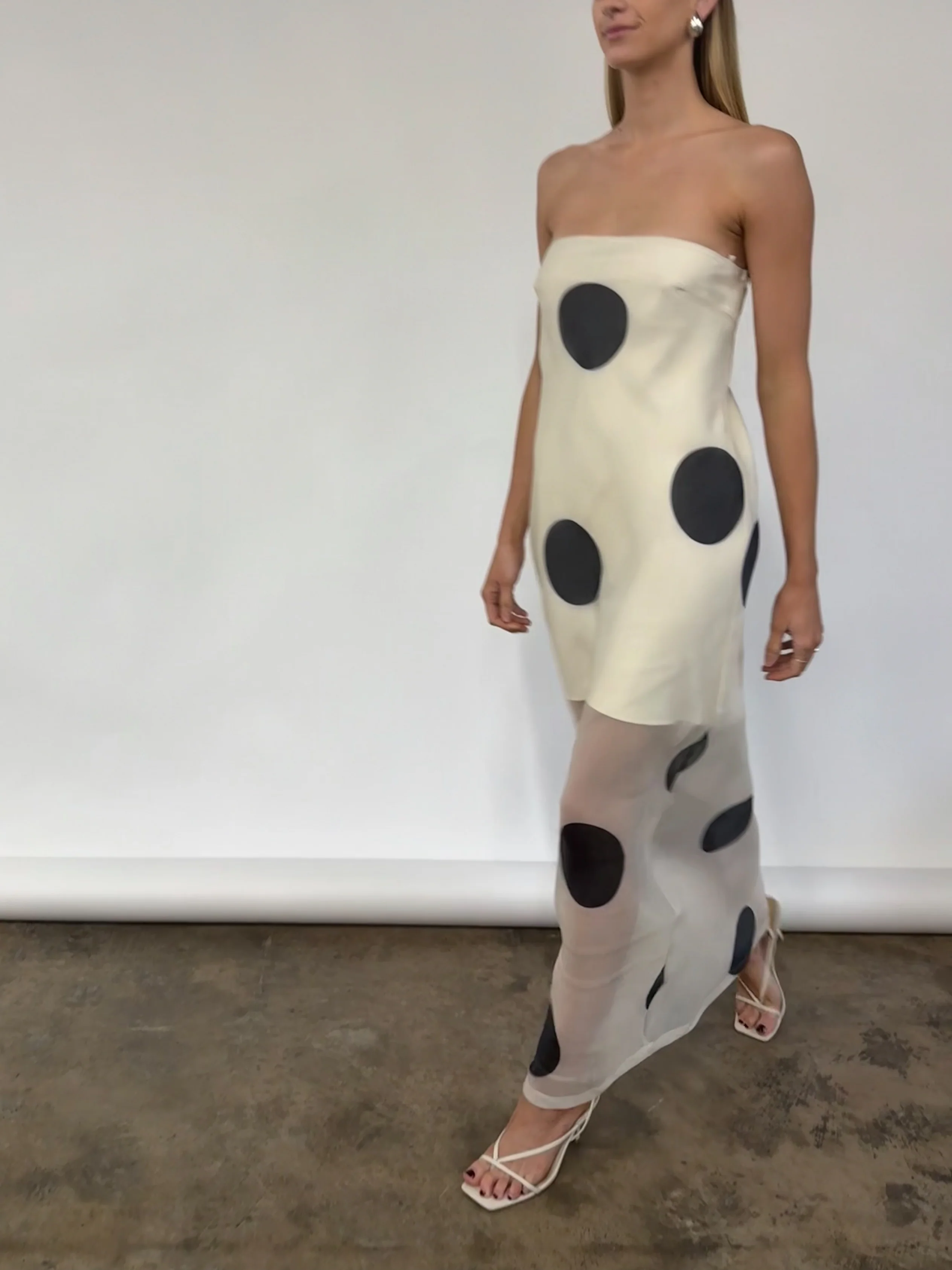 By Nicola Mila Maxi Dress in Ivory Polka - Image 6