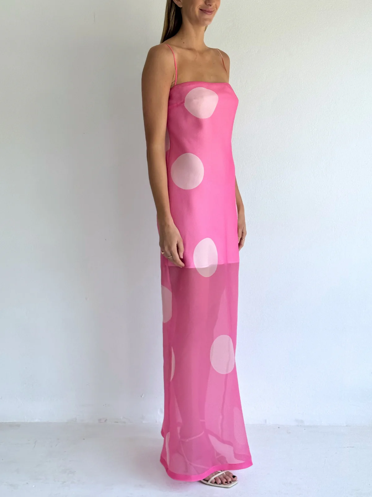 By Nicola Mila Maxi Dress in Pink Polka - Image 2