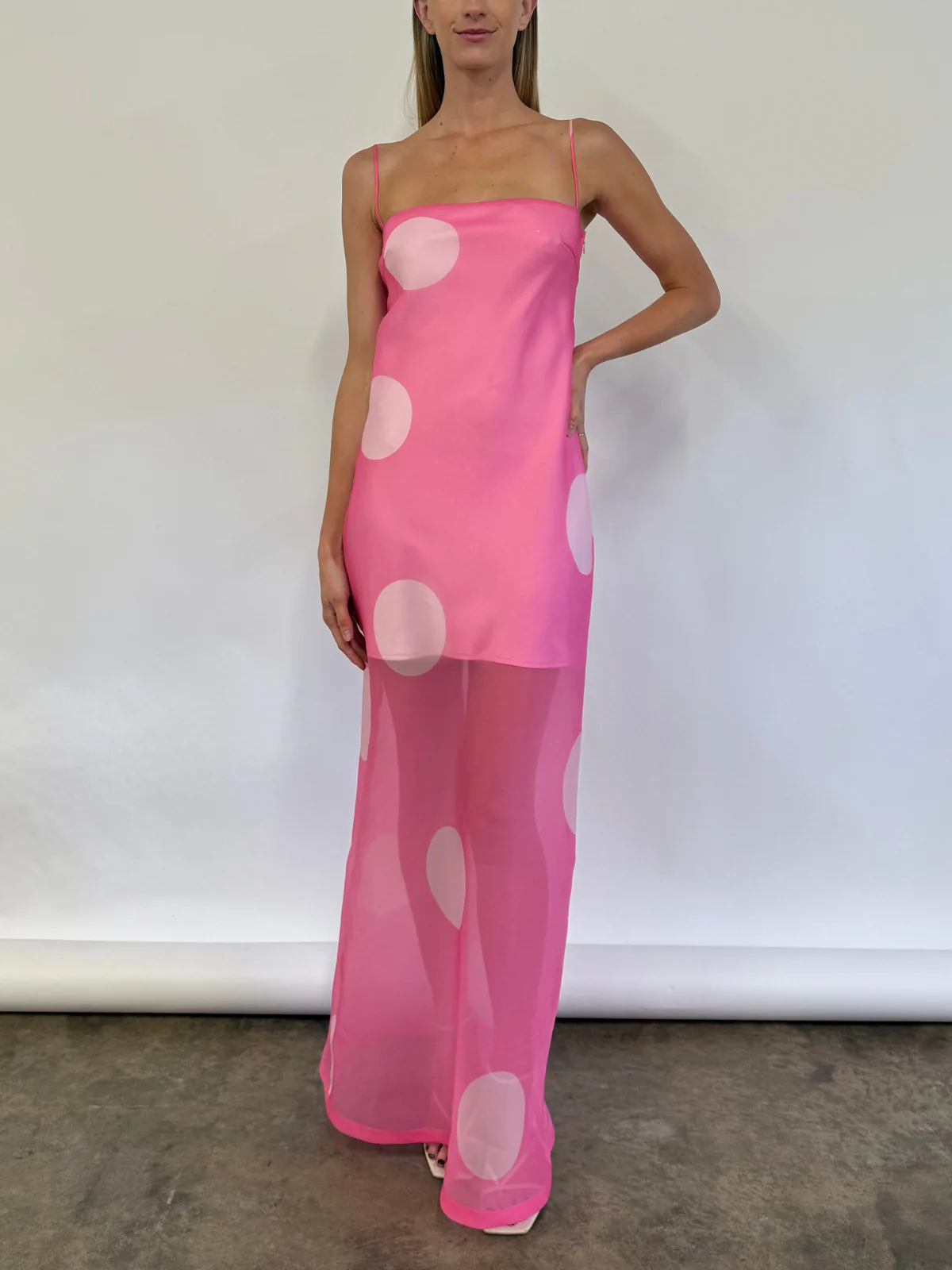 By Nicola Mila Maxi Dress in Pink Polka - Image 3