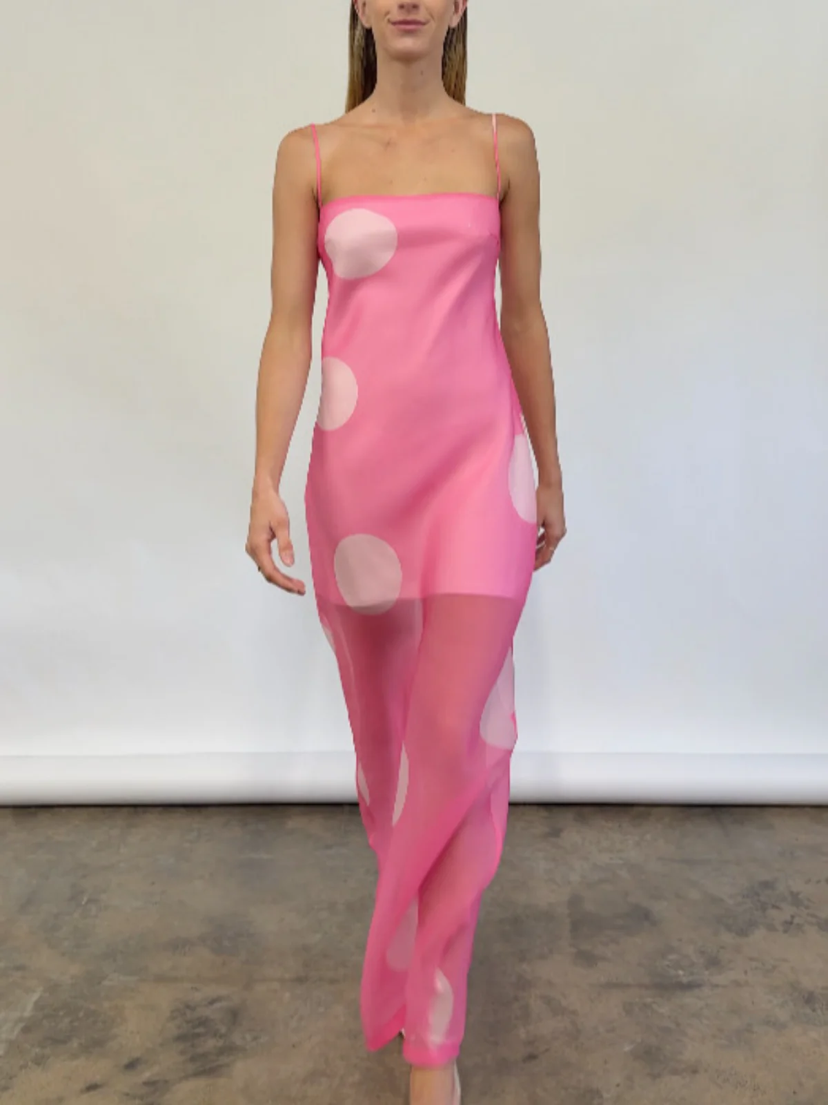By Nicola Mila Maxi Dress in Pink Polka - Image 5