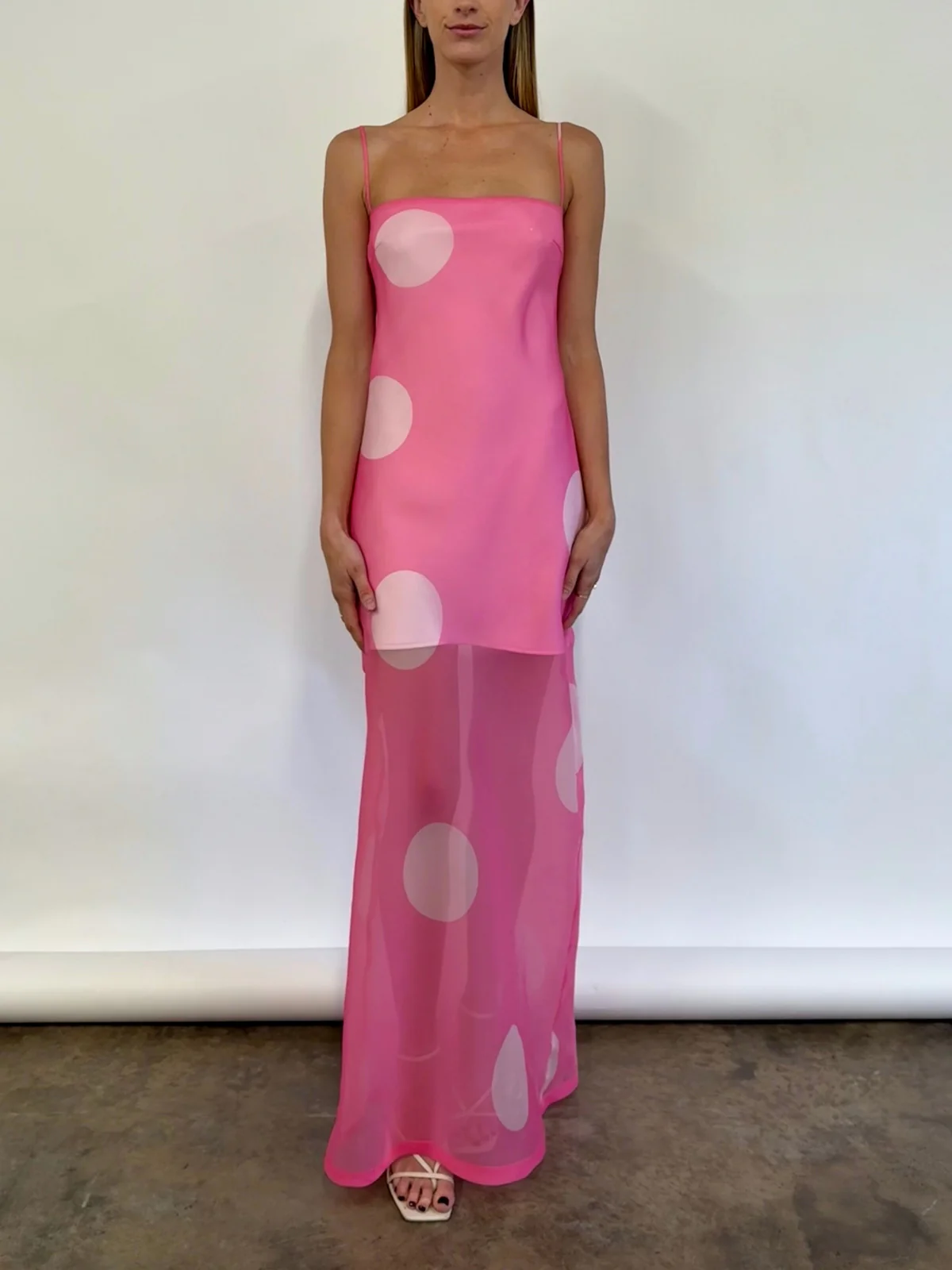 By Nicola Mila Maxi Dress in Pink Polka - Image 6