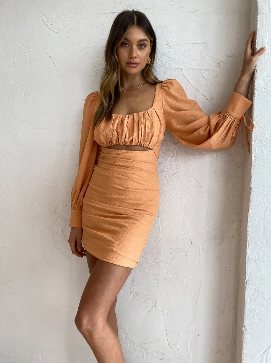 By Nicola Romantica L/S Mini Dress in Sunrise - Image 8