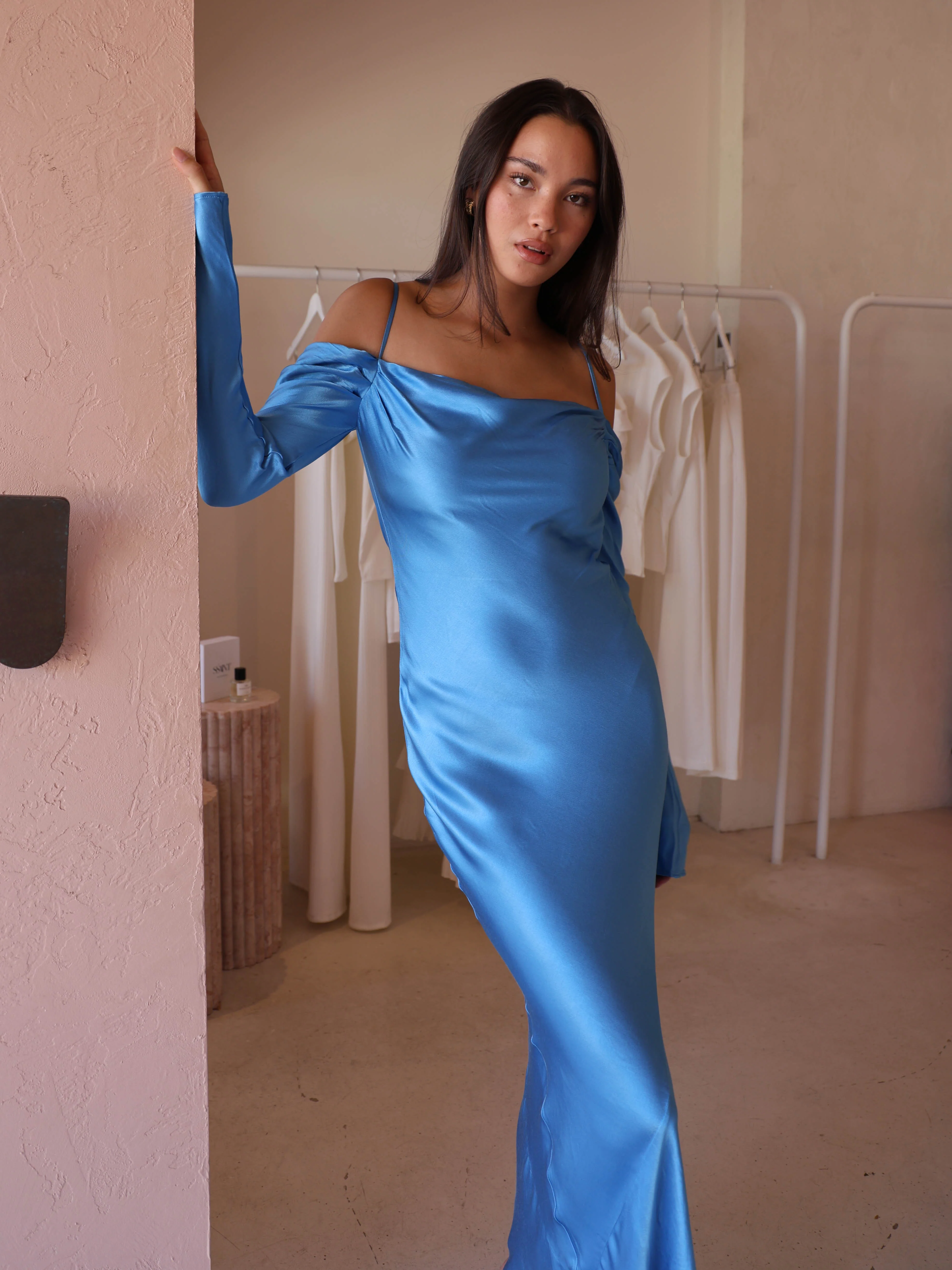 By Nicola Sahara Midi Dress in Capri Blue - Image 3