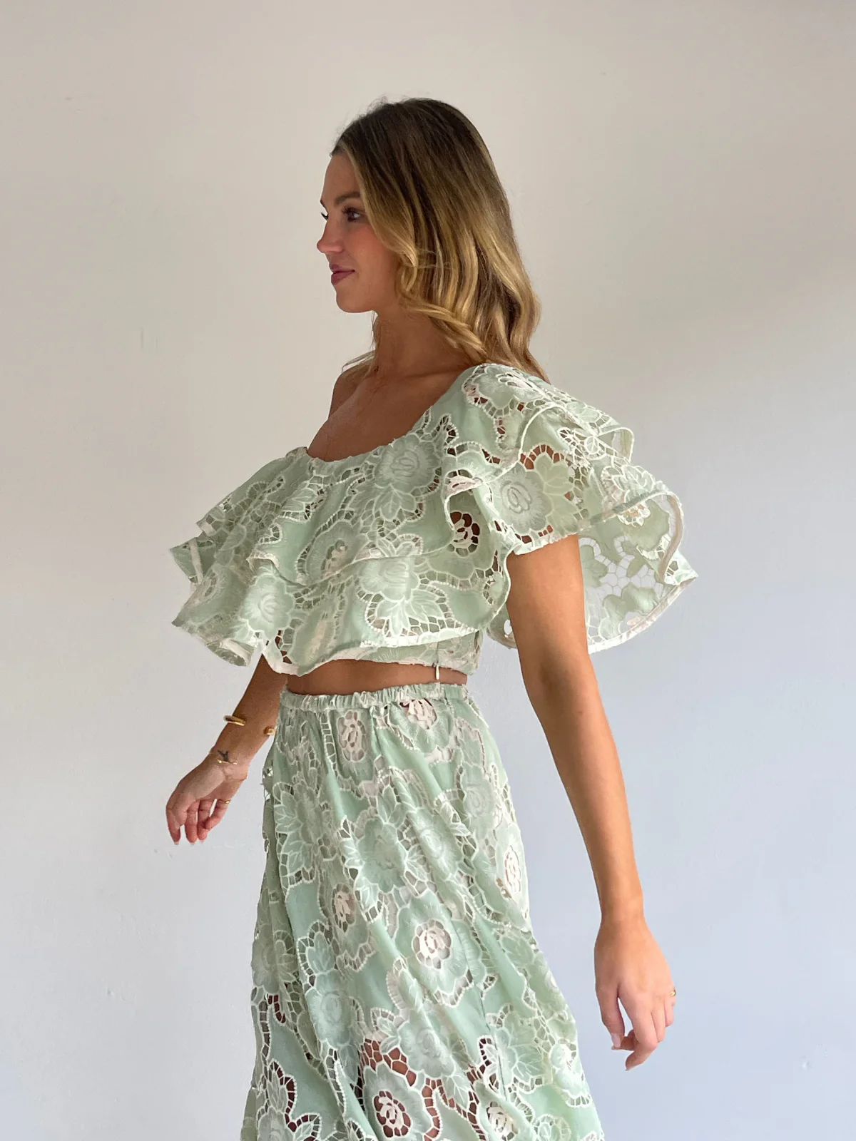 By Nicola Sibella Skirt in Mint Lace - Image 4