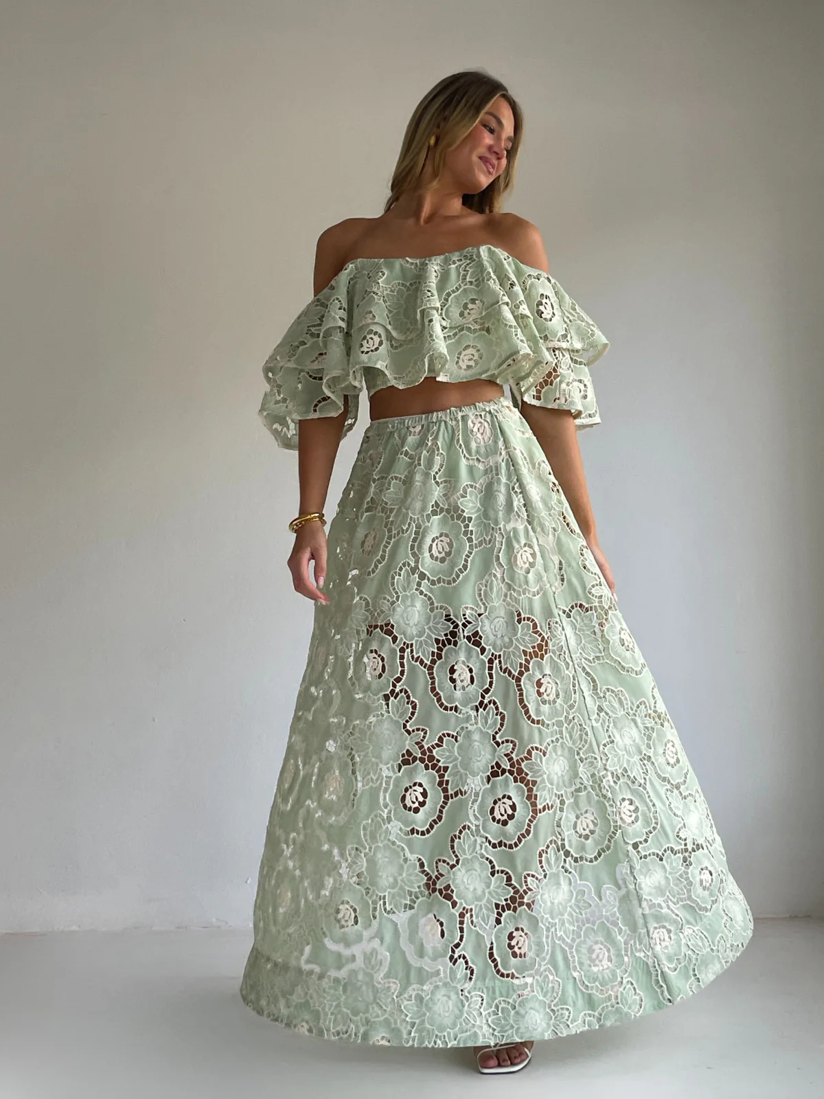 By Nicola Sibella Skirt in Mint Lace - Image 8