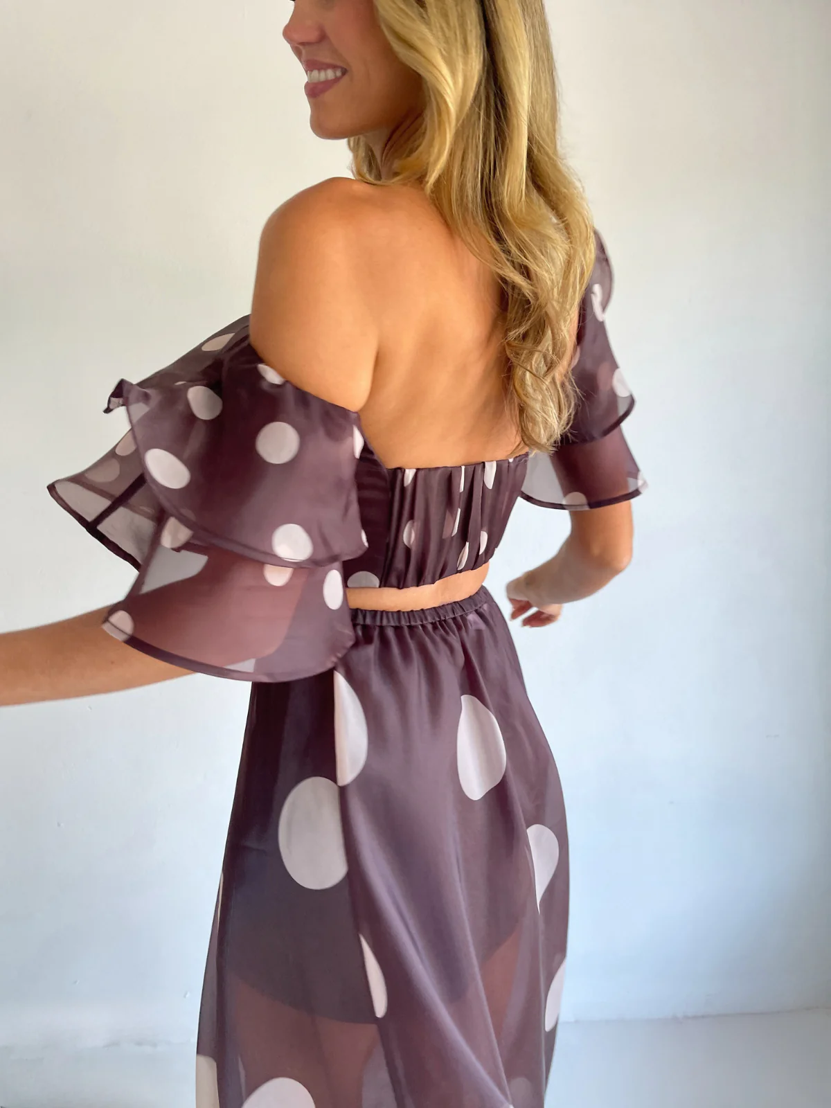 By Nicola Sibella Top in Chocolate Polka - Image 8