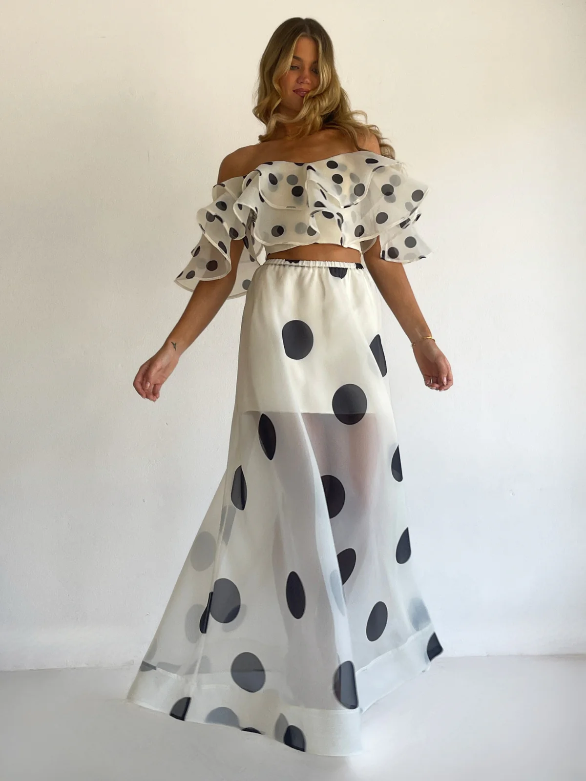 By Nicola Sibella Top in Ivory Polka - Image 3