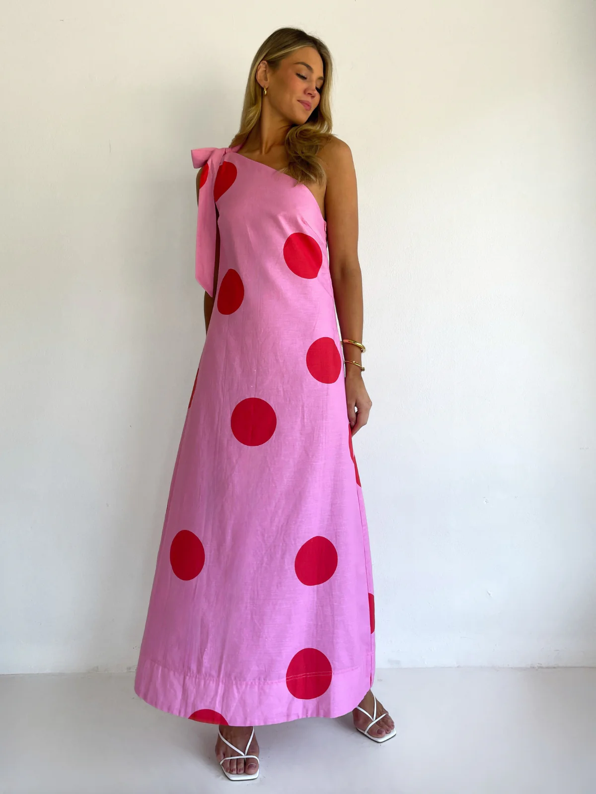 By Nicola Sorrento Maxi Dress in Pink/Red Polka - Image 11