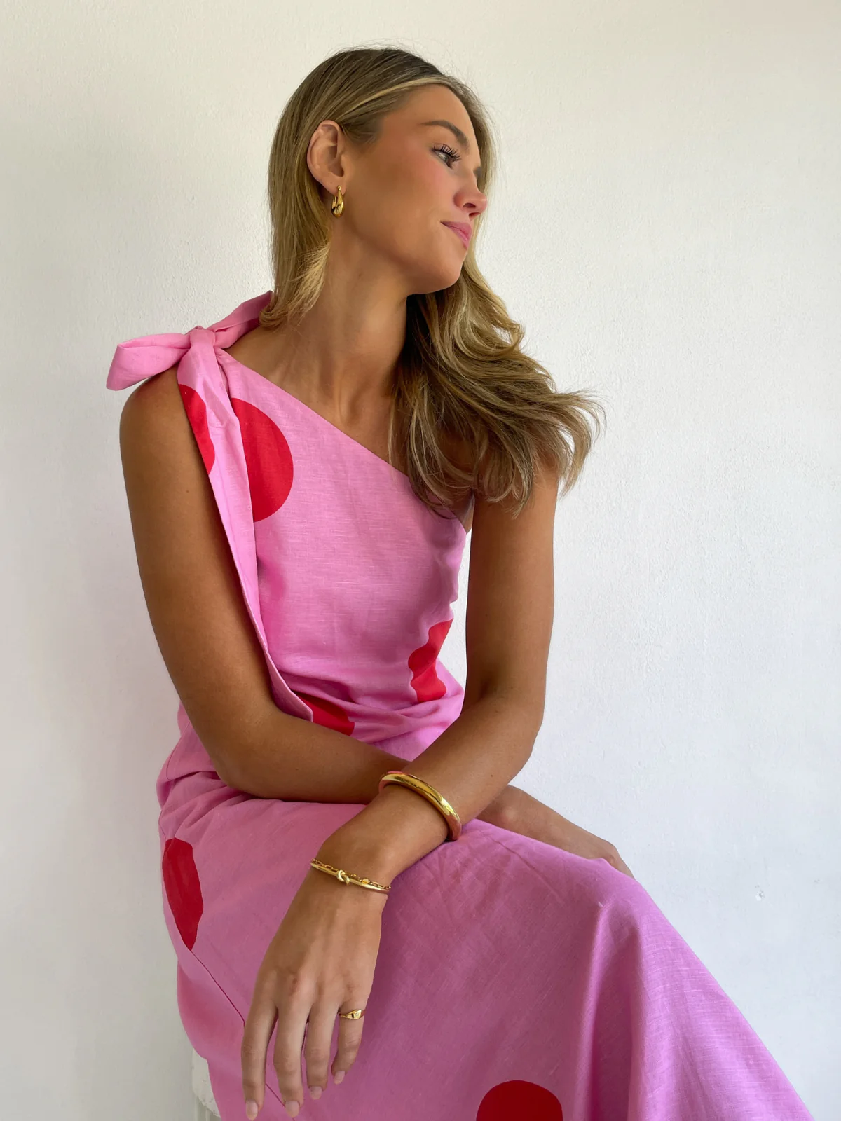 By Nicola Sorrento Maxi Dress in Pink/Red Polka - Image 12
