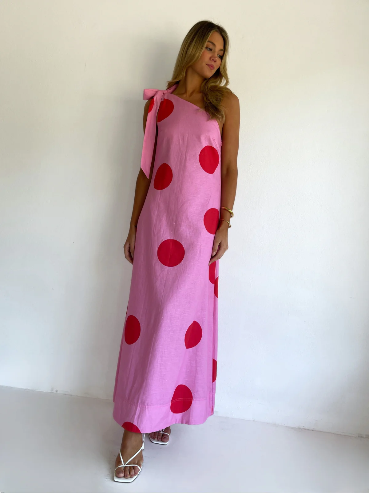 By Nicola Sorrento Maxi Dress in Pink/Red Polka - Image 6