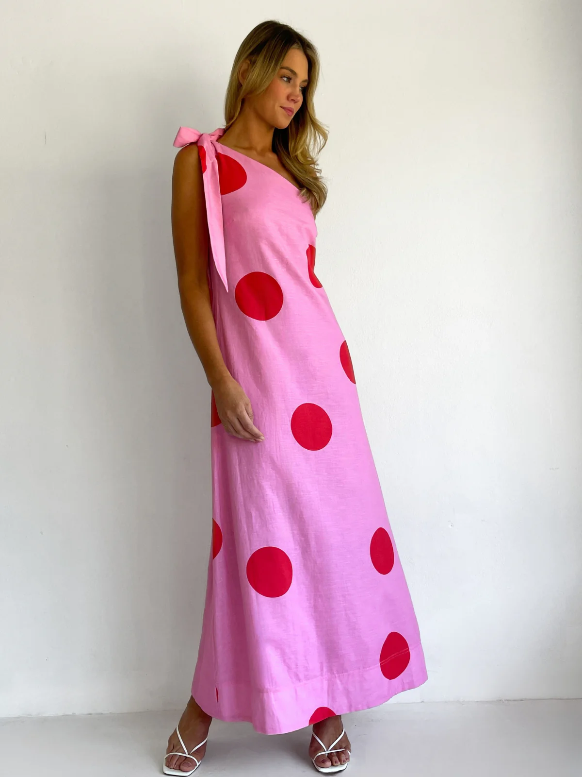 By Nicola Sorrento Maxi Dress in Pink/Red Polka - Image 8