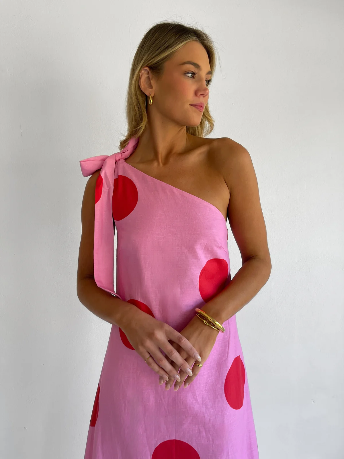 By Nicola Sorrento Maxi Dress in Pink/Red Polka - Image 9