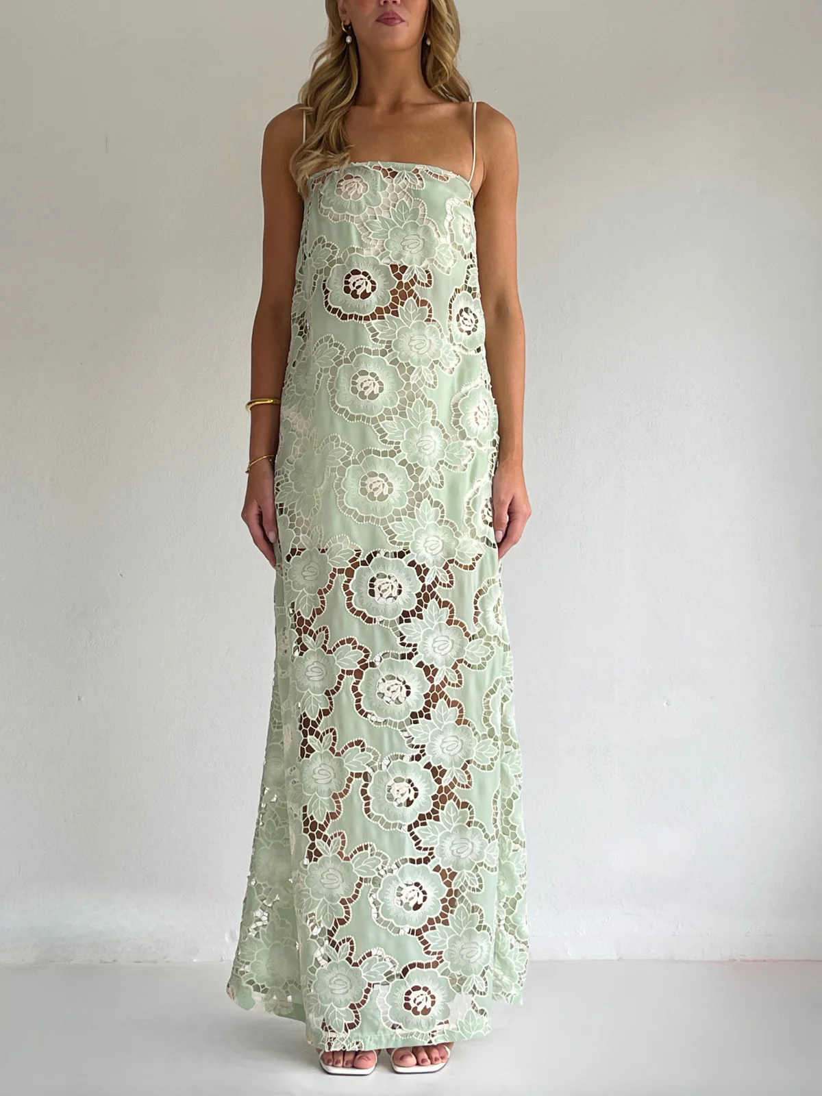 By Nicola Tove Maxi Dress in Mint Lace - Image 7