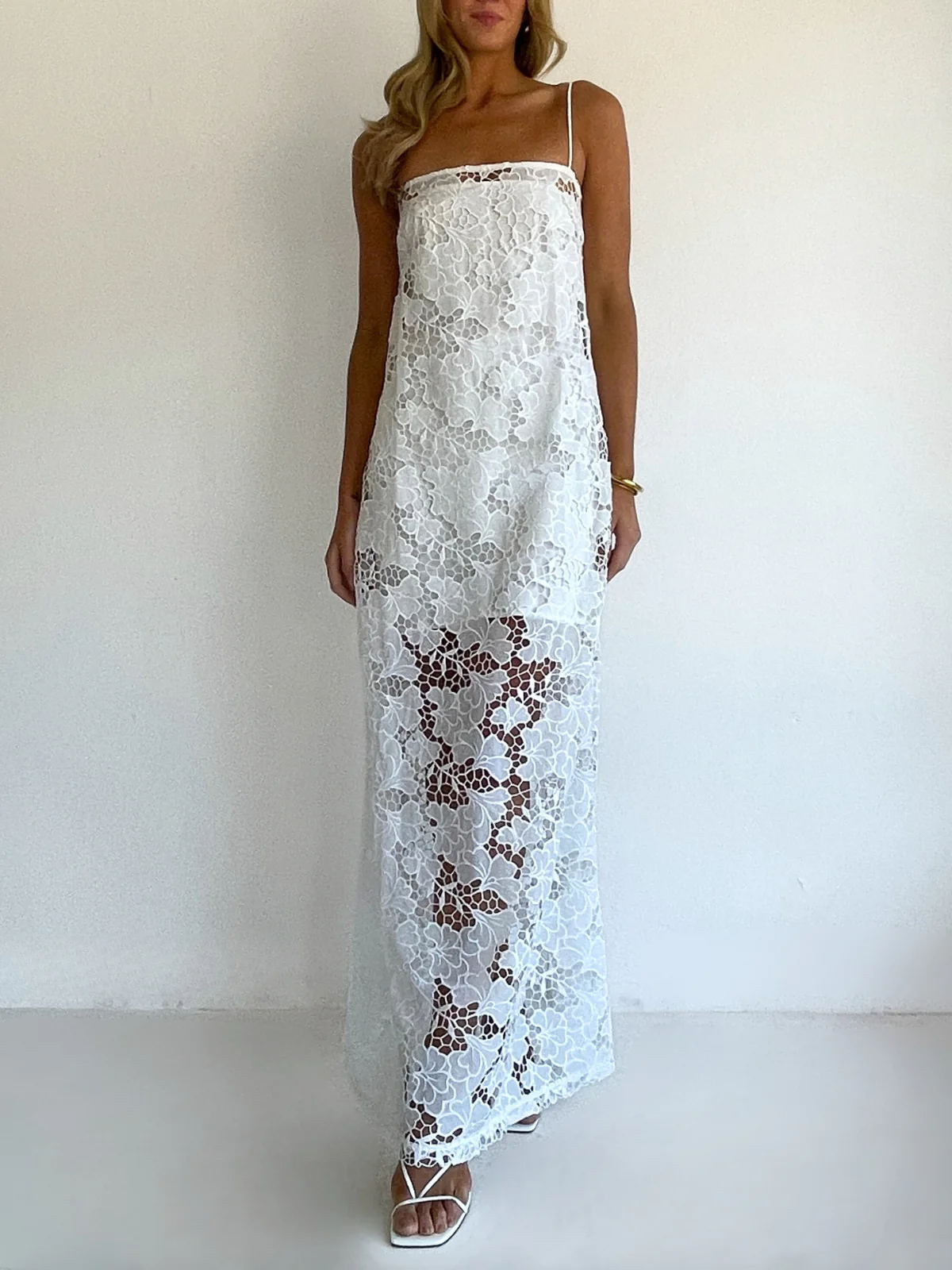 By Nicola Tove Maxi Dress in White Floral Lace - Image 13