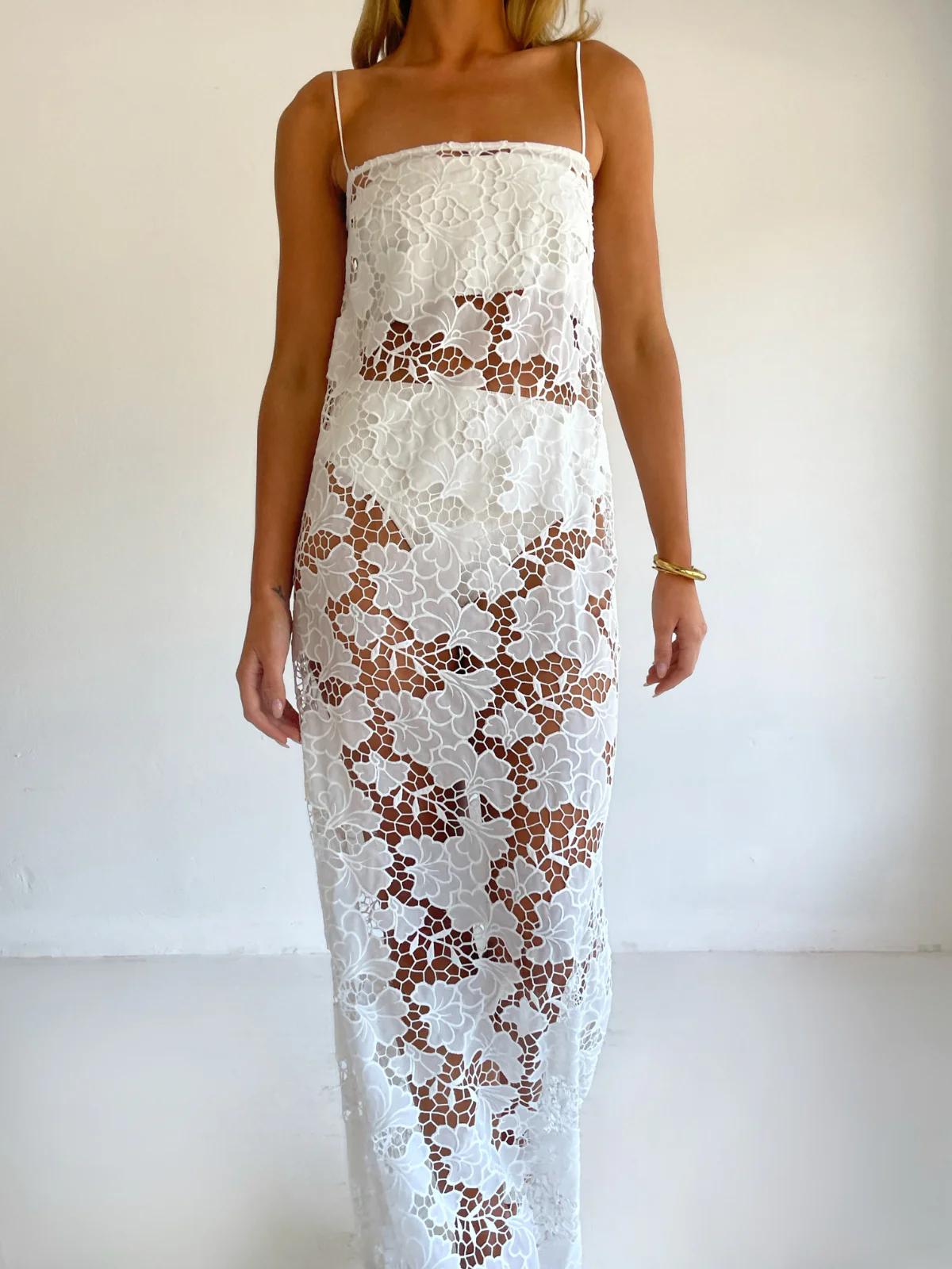 By Nicola Tove Maxi Dress in White Floral Lace - Image 4