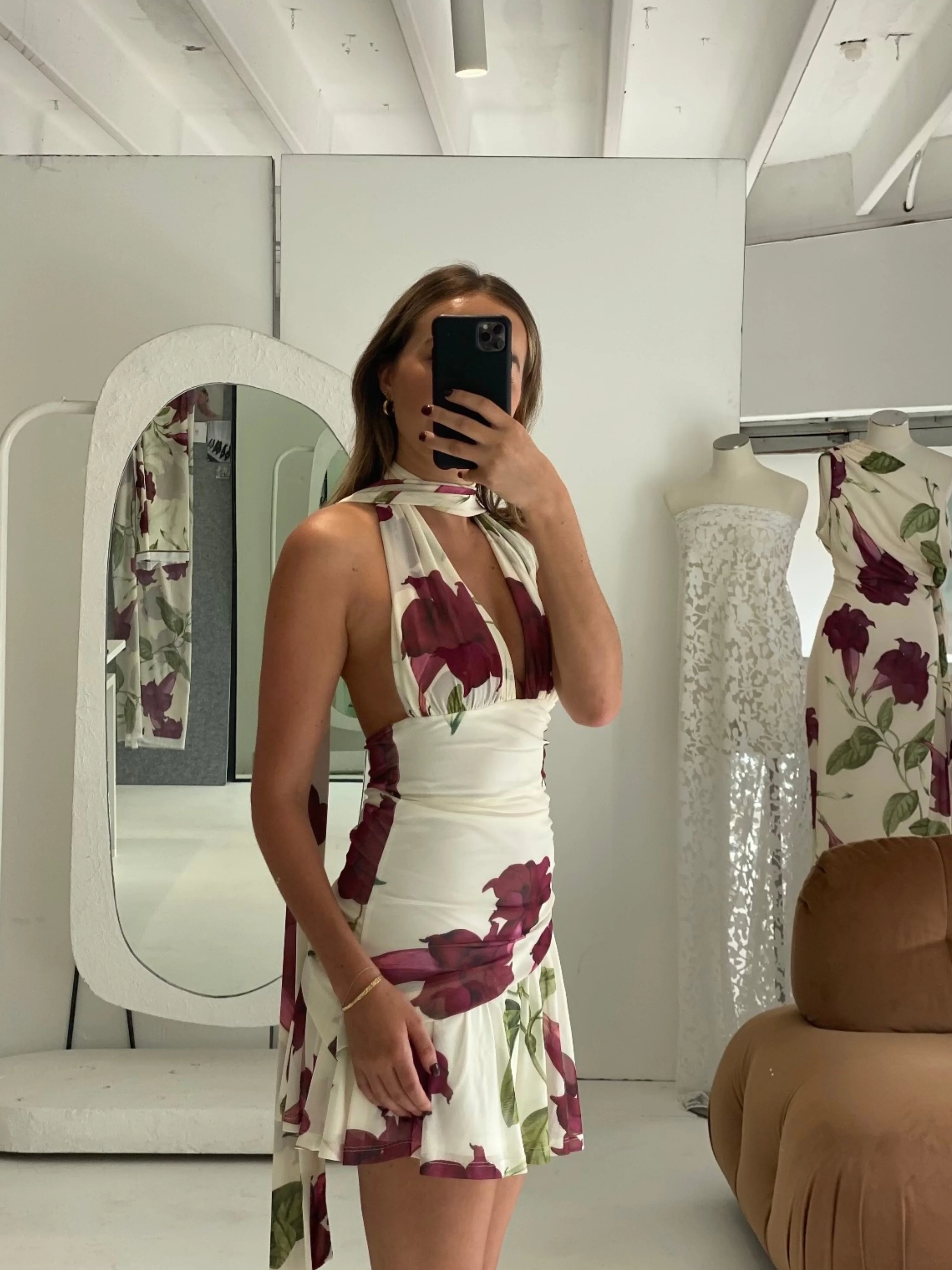 By Nicola Violette Mini Dress in Bordeaux Floral - Image 10