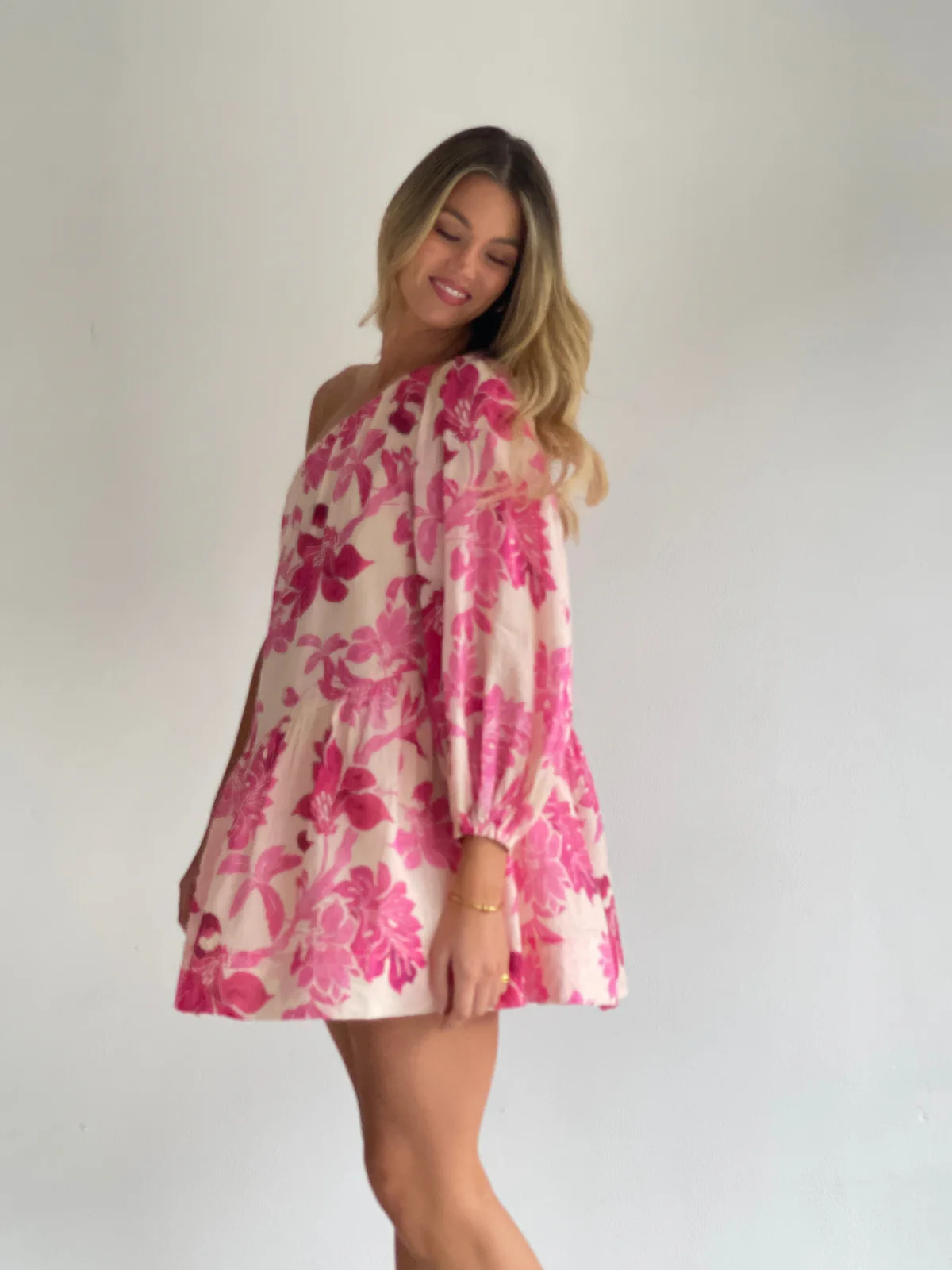 By Nicola Vita Off Shoulder Mini Dress in Potpourri - Image 4