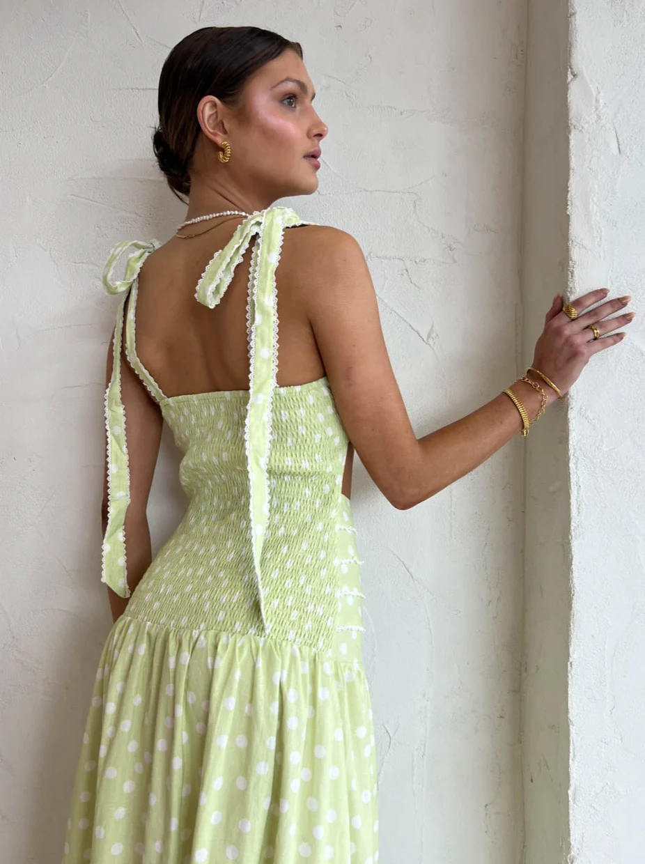 Issy Adore Dress in Key Lime Dot - Image 7