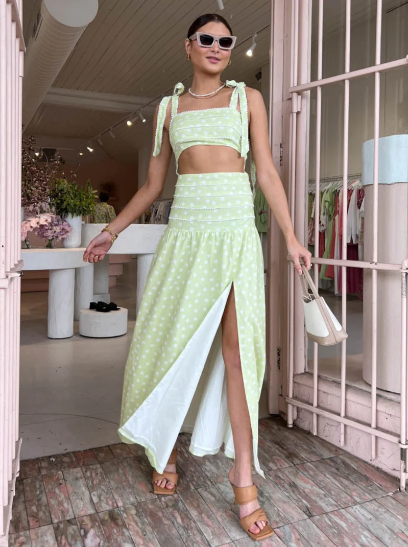 Issy Adore Dress in Key Lime Dot - Image 8