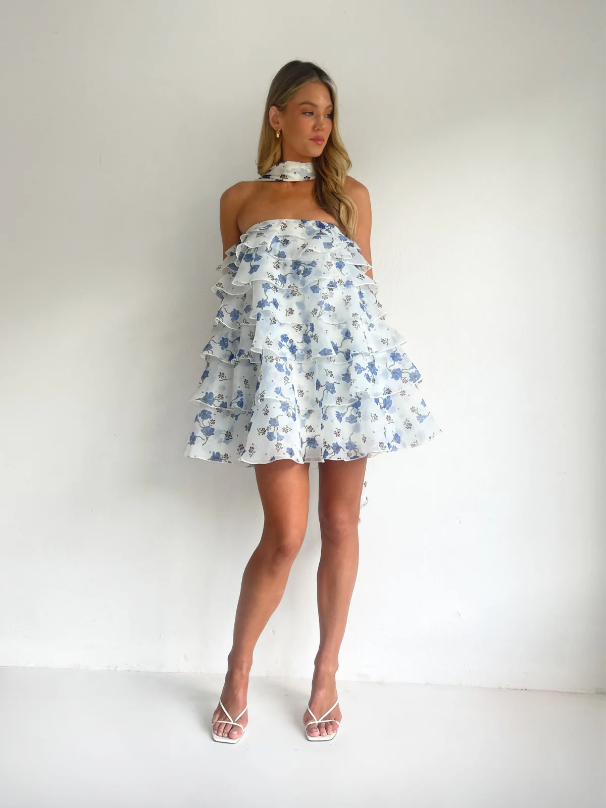 Issy Celeste Mini Dress in Blue Bell - Image 3