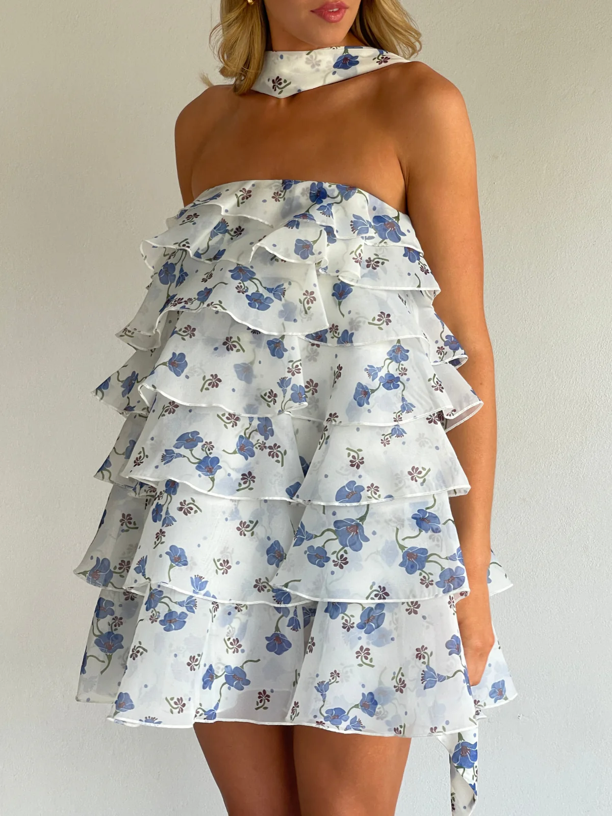 Issy Celeste Mini Dress in Blue Bell - Image 4