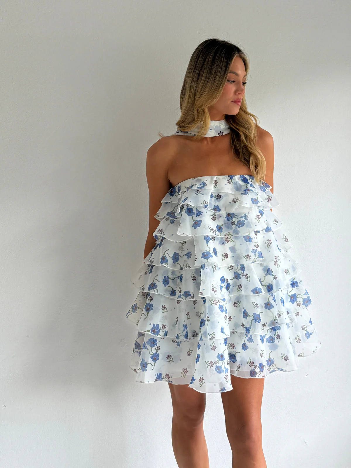 Issy Celeste Mini Dress in Blue Bell - Image 6