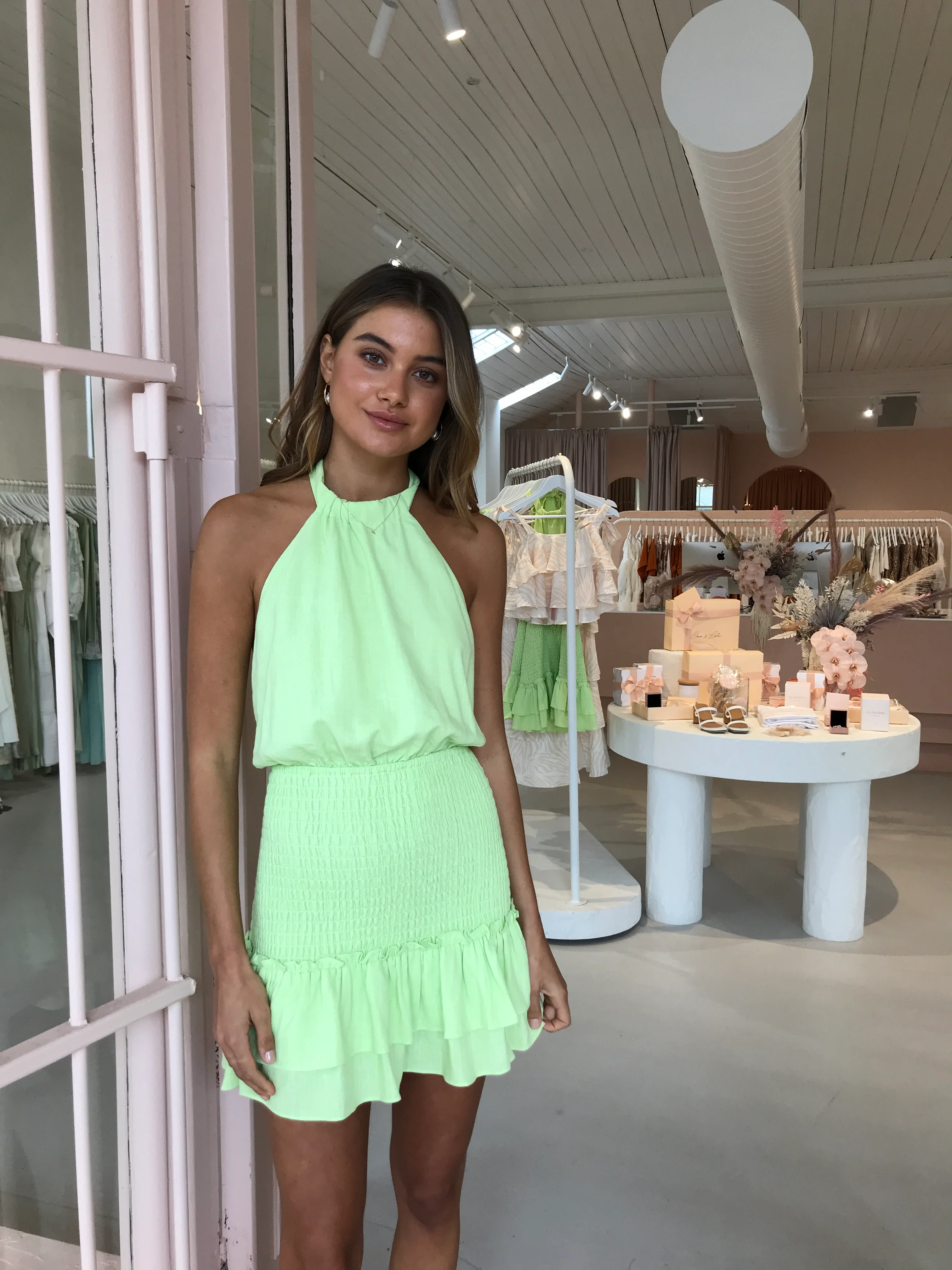 Issy Down To Earth Dress in Key Lime - Image 3