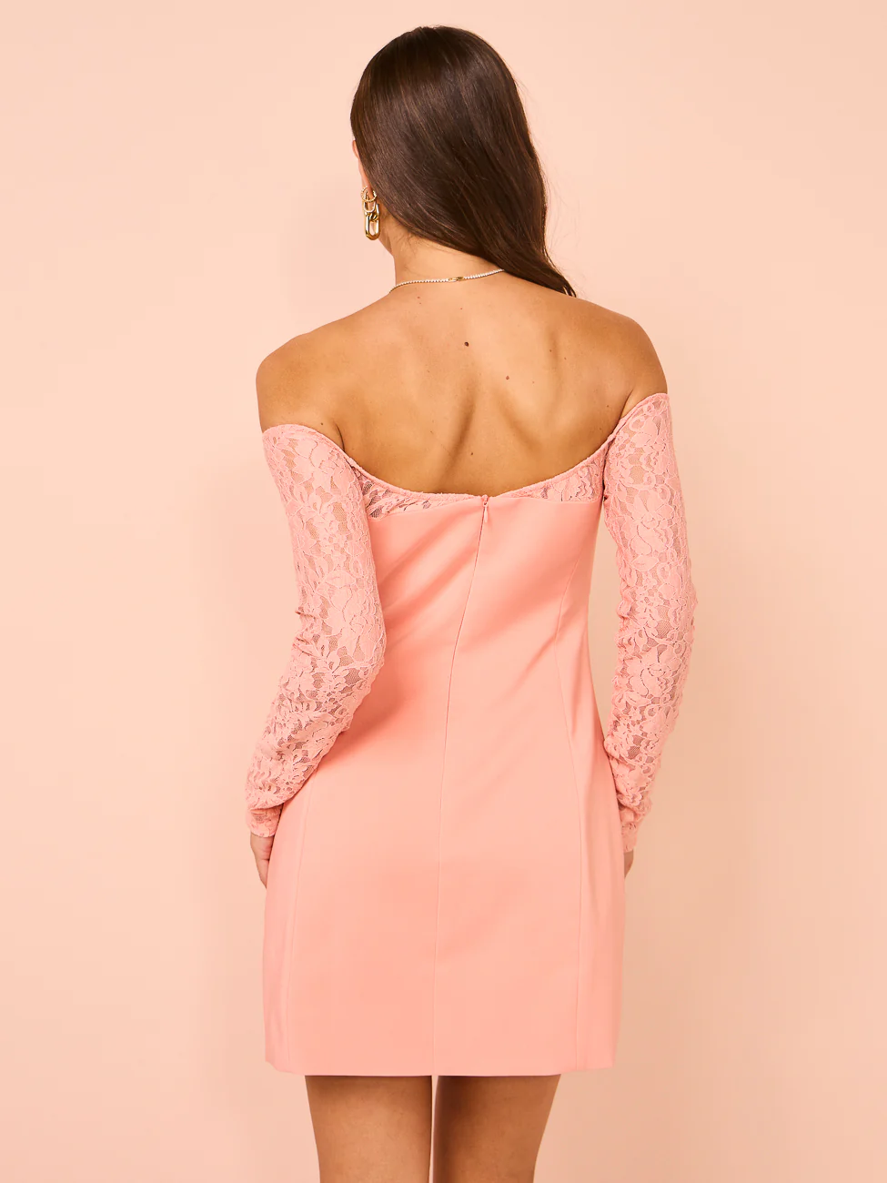 Issy Draped Lace Mini Dress in Pink - Image 8