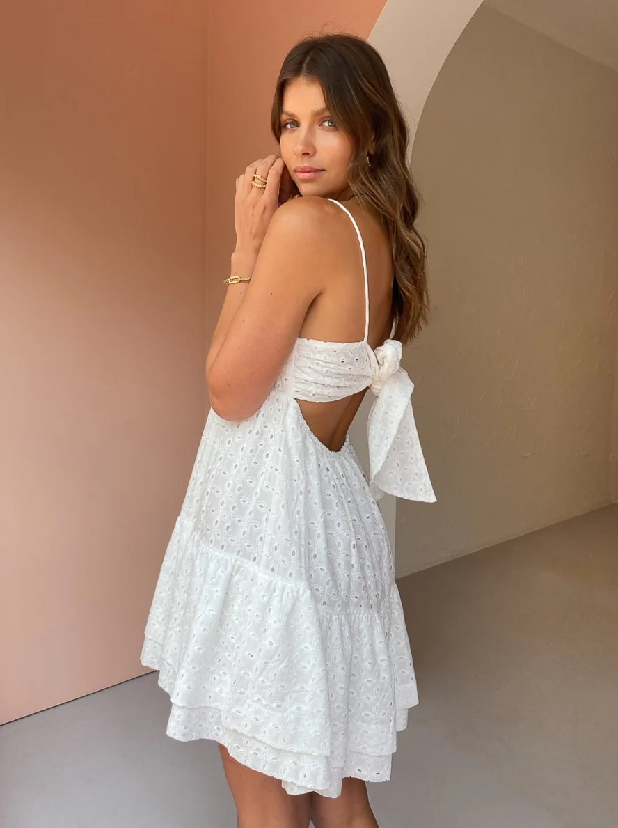 Issy Dreamy Dress in White Eyelet - Image 2