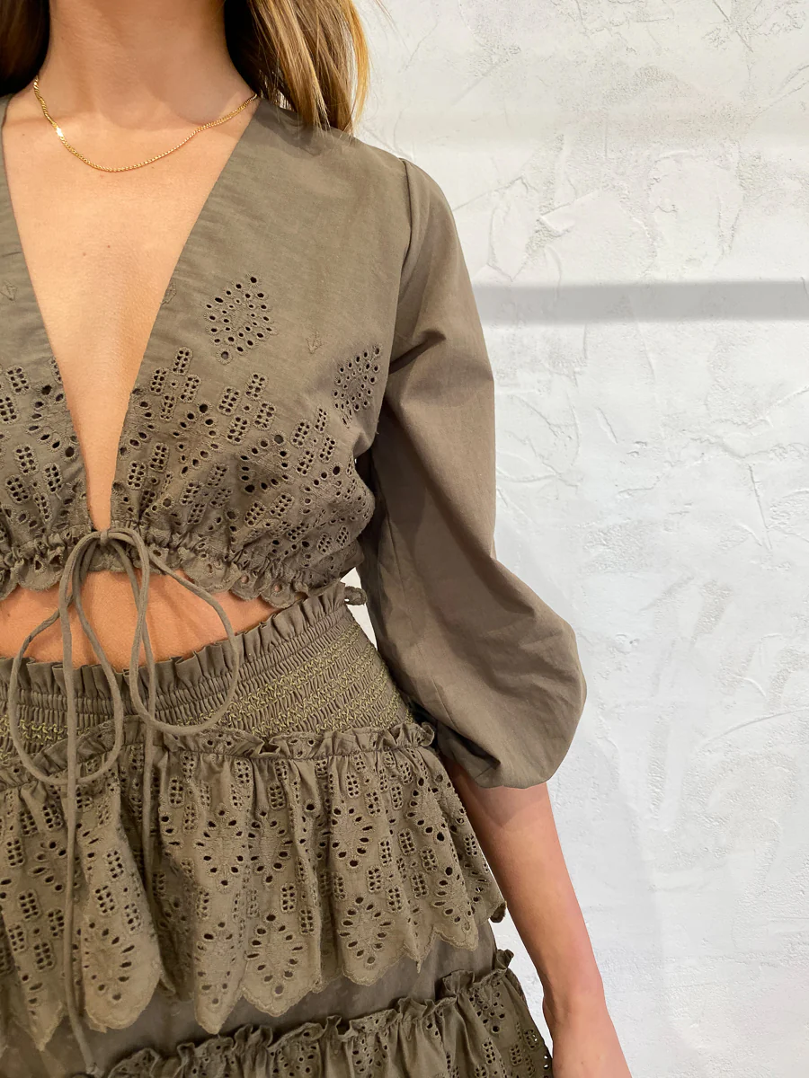 Issy Forces Dress in Khaki - Image 7