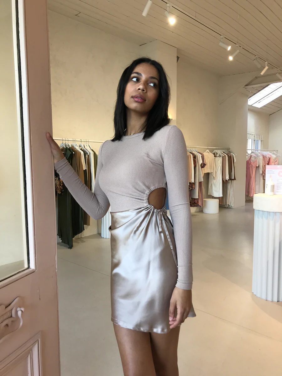 Issy Forget Me Not Dress in Latte - Image 5