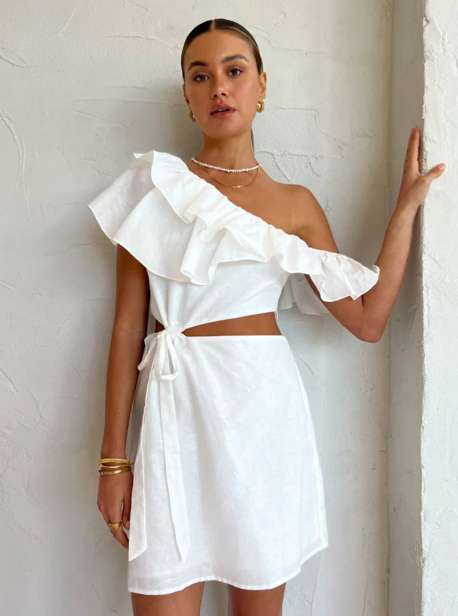 Issy Free Fall Dress in White - Image 4