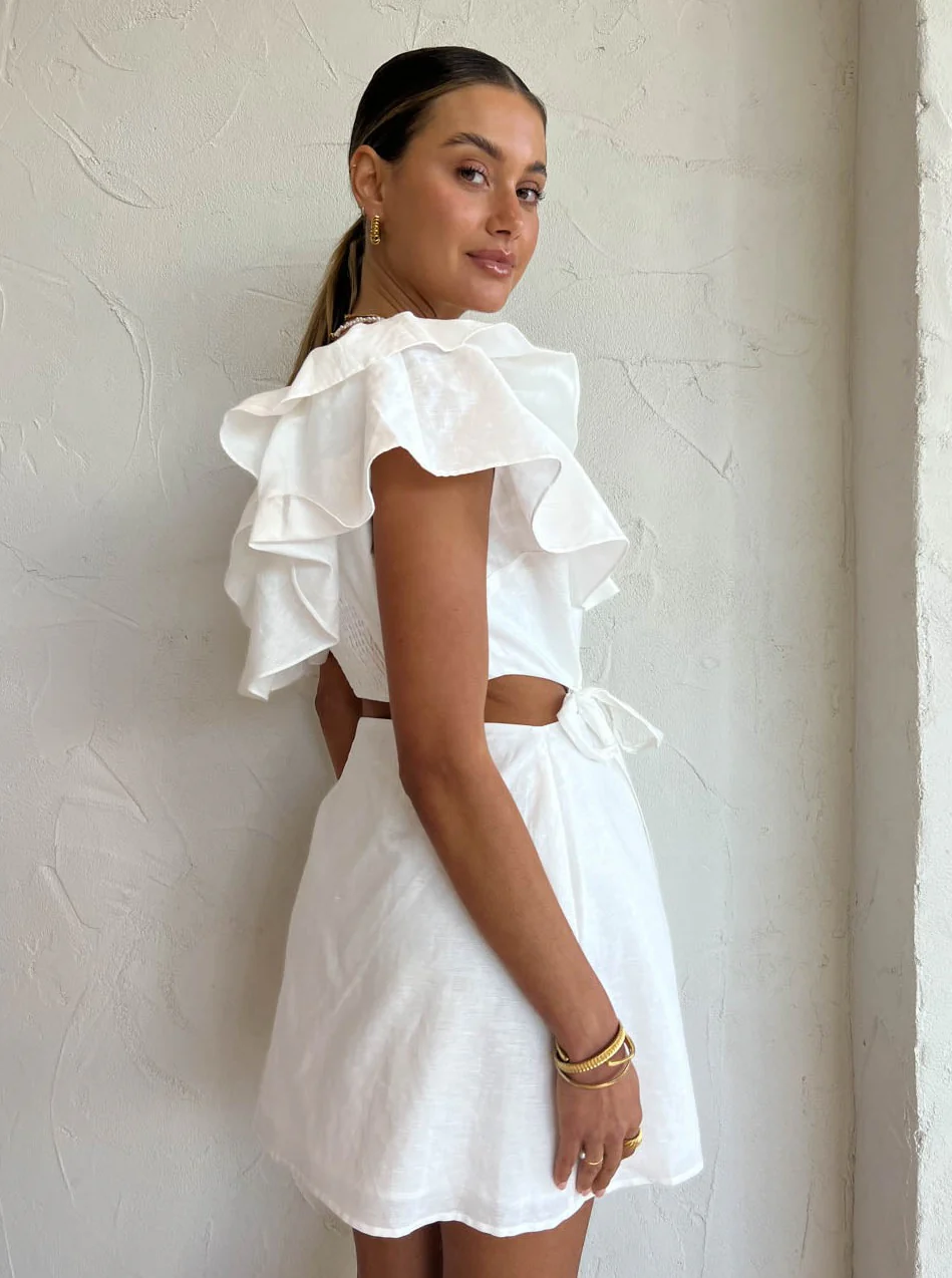 Issy Free Fall Dress in White - Image 6