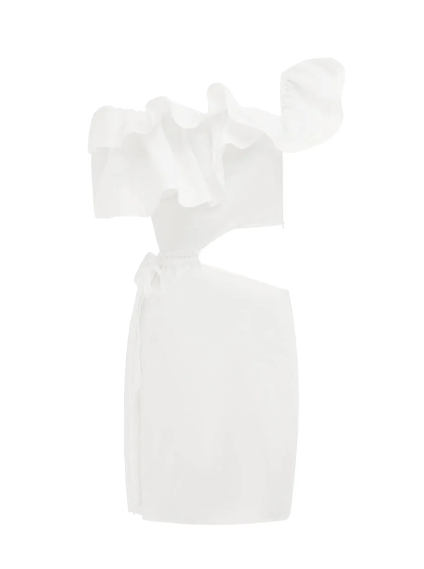 Issy Free Fall Dress in White - Image 9
