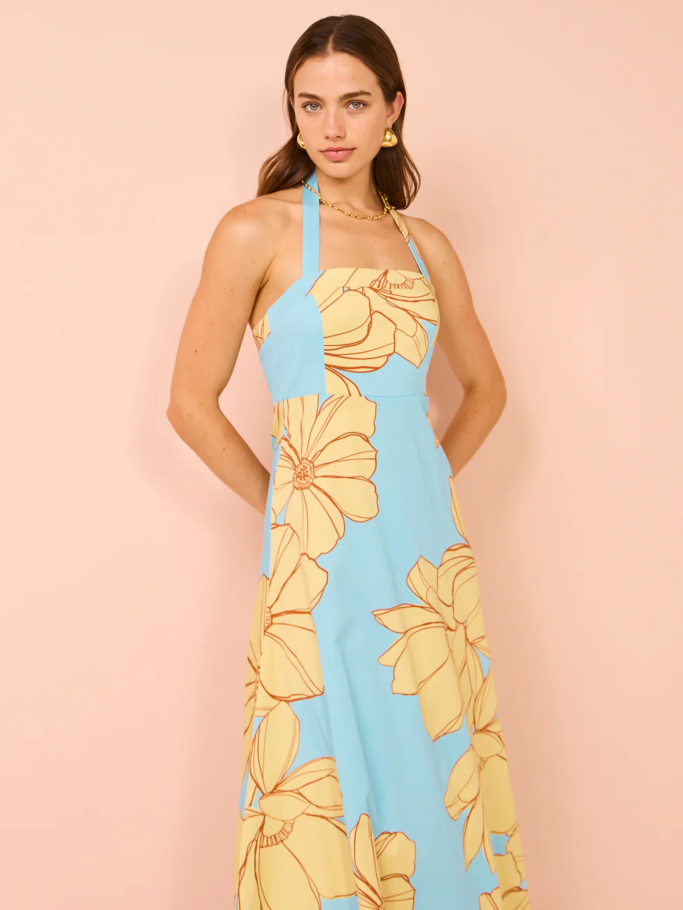 Issy Halter A-Line Dress in Summer Print - Image 11