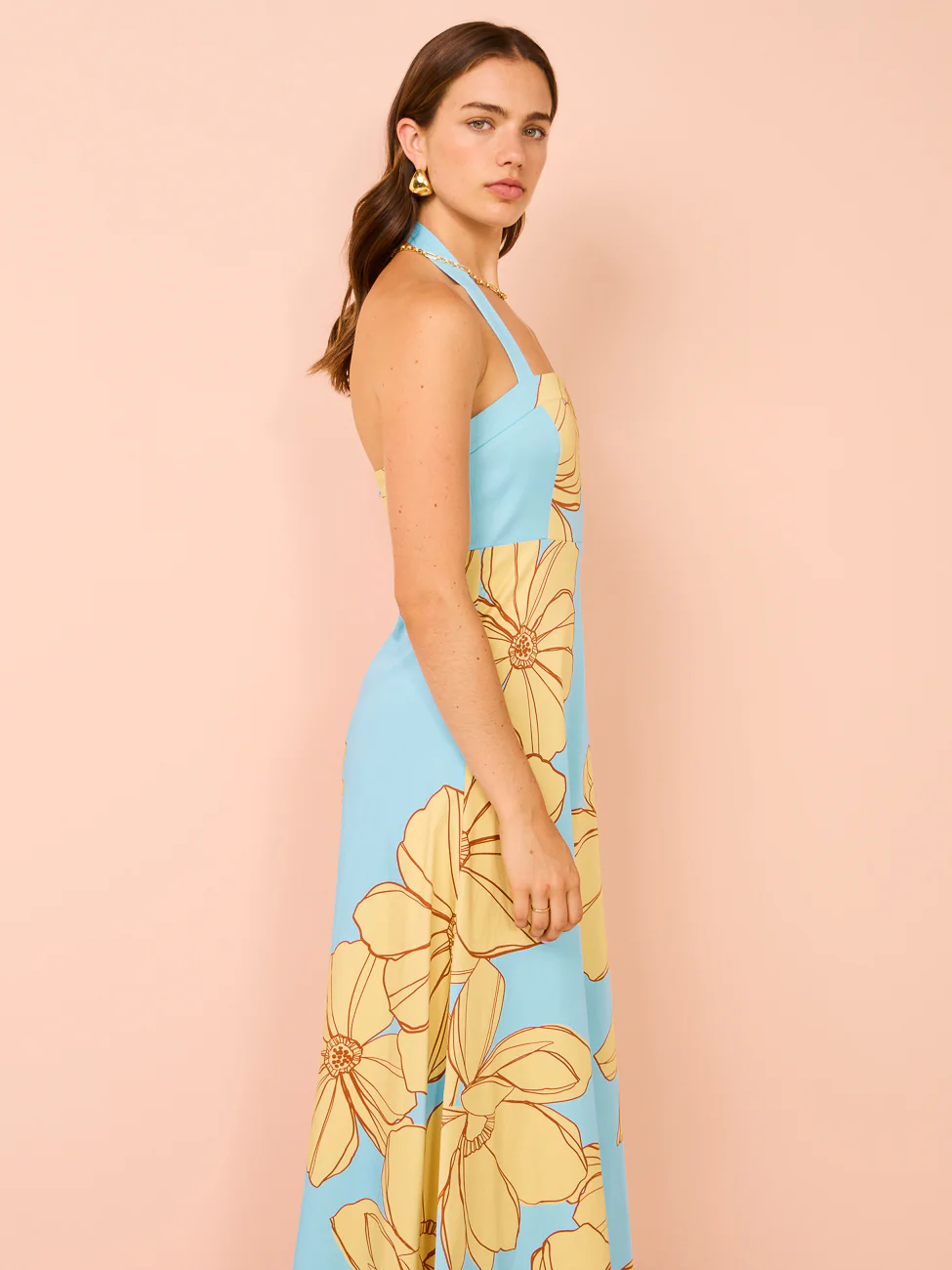 Issy Halter A-Line Dress in Summer Print - Image 13