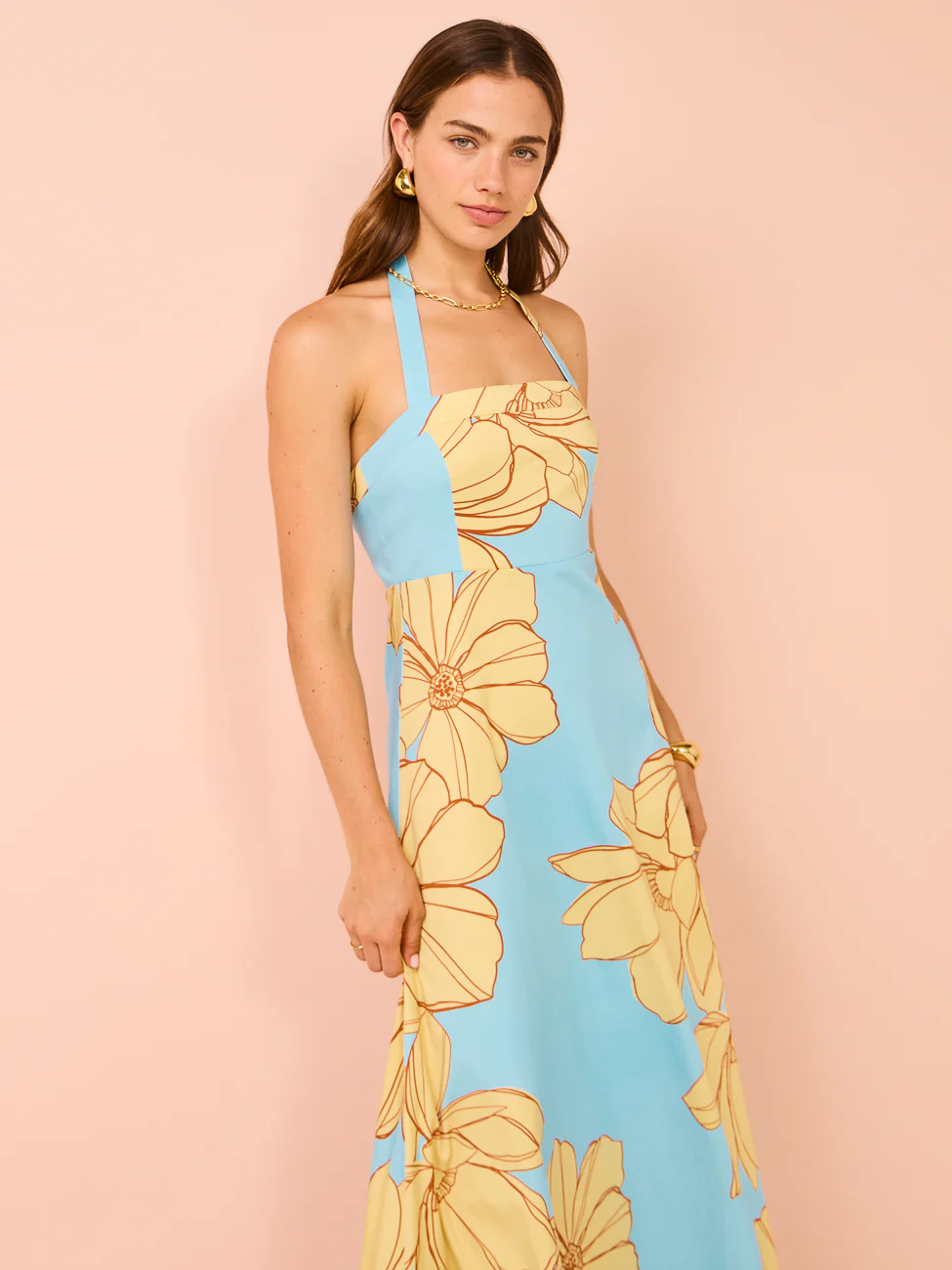 Issy Halter A-Line Dress in Summer Print - Image 3