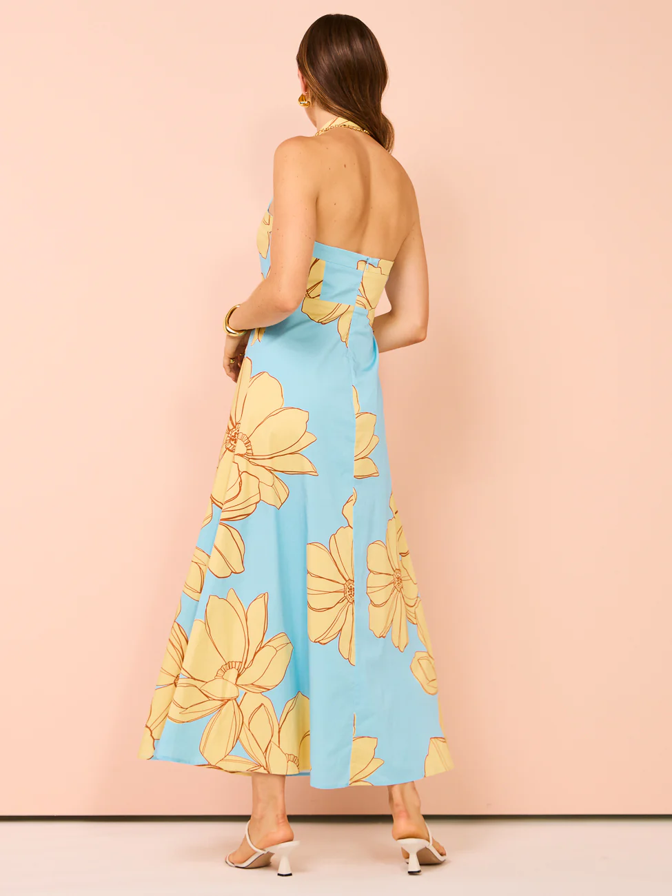 Issy Halter A-Line Dress in Summer Print - Image 4