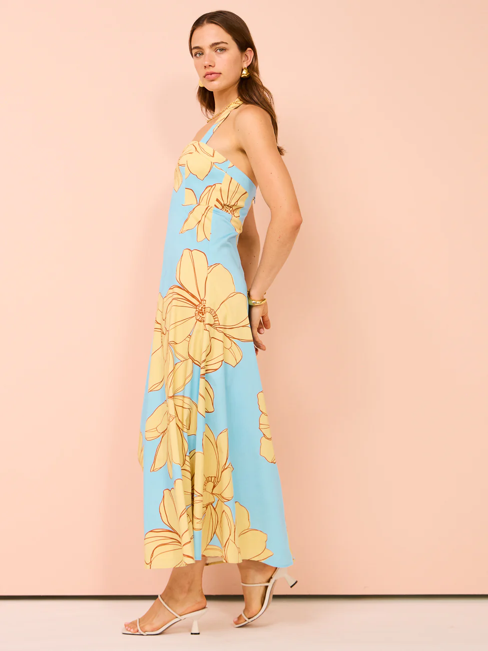 Issy Halter A-Line Dress in Summer Print - Image 6