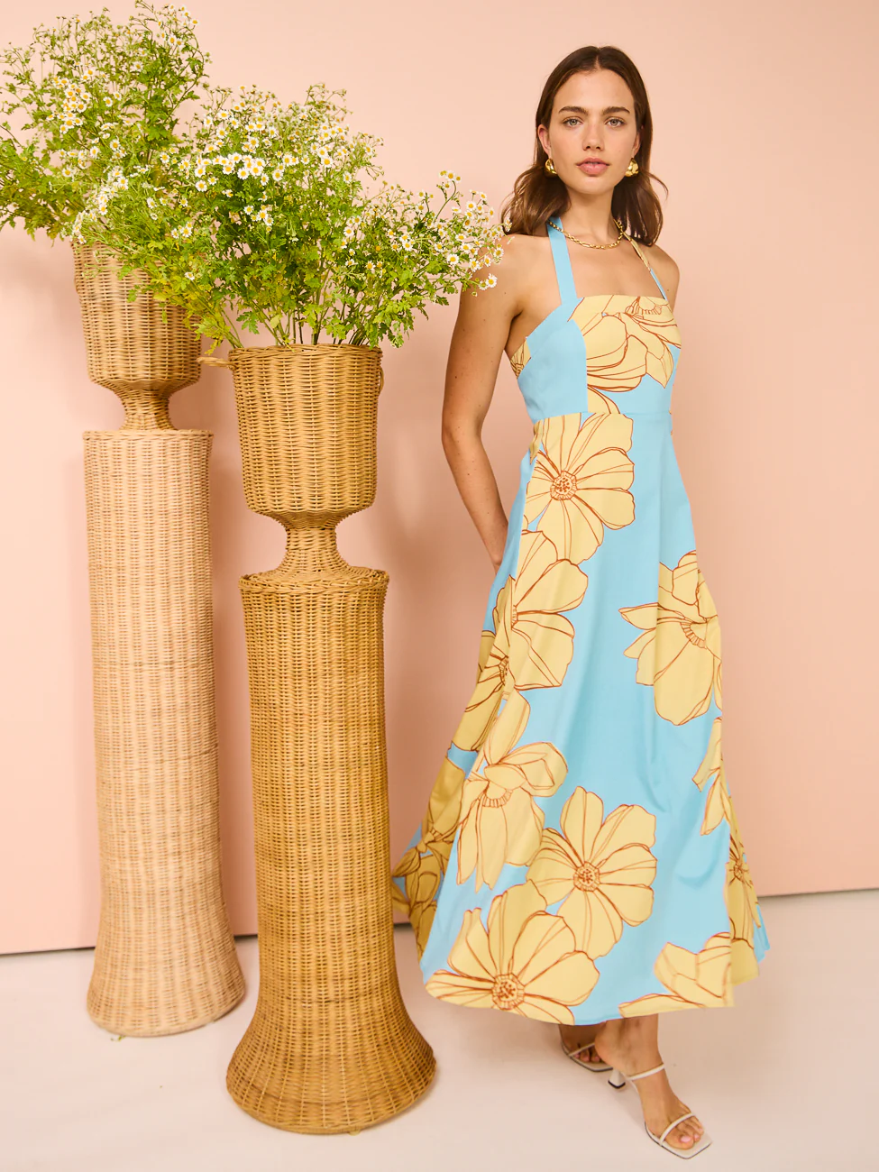 Issy Halter A-Line Dress in Summer Print - Image 8