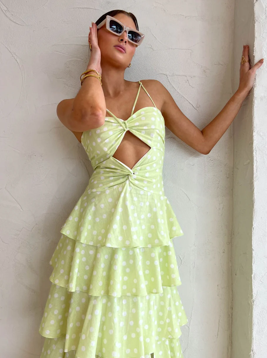 Issy Hope Floats Dress in Key Lime Dot - Image 6