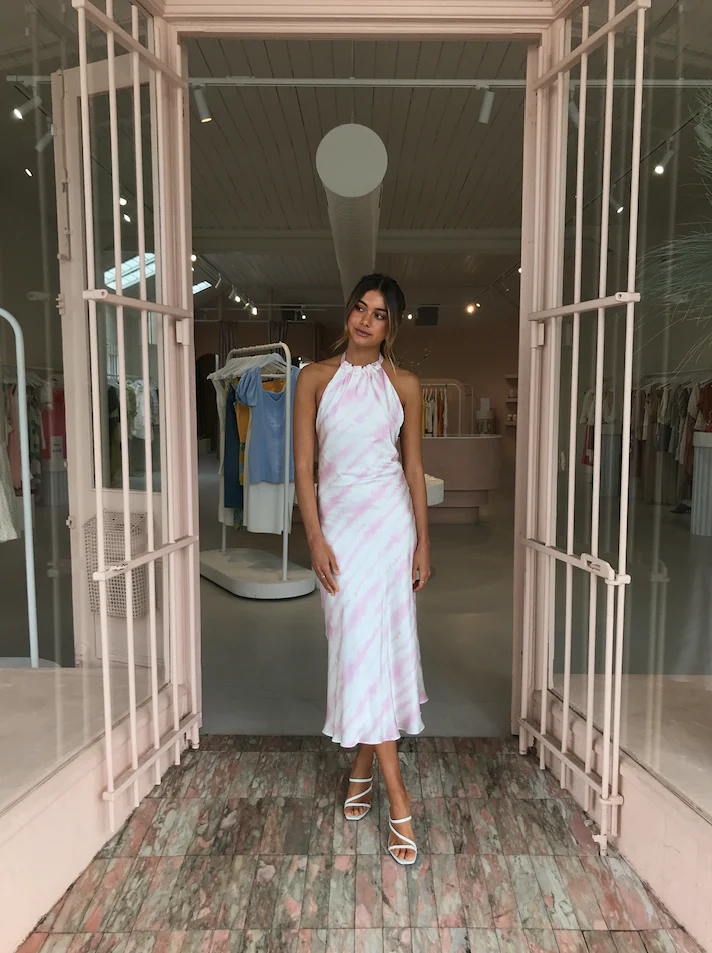 Issy Lemonade Midi Dress in Pink Tie Dye - Image 2