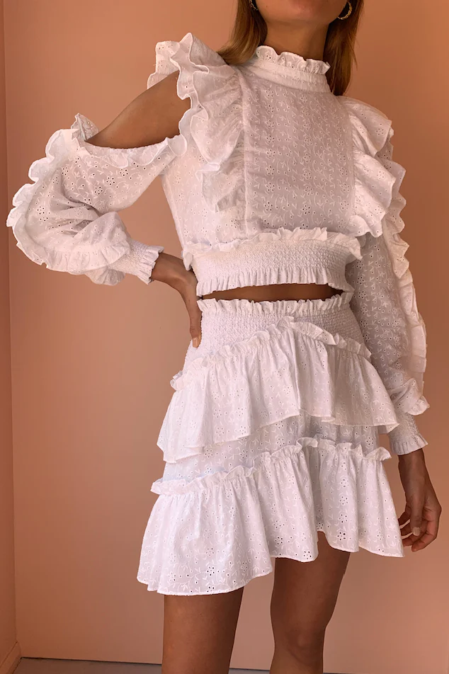 Issy Monet Skirt in White Eyelet - Image 2